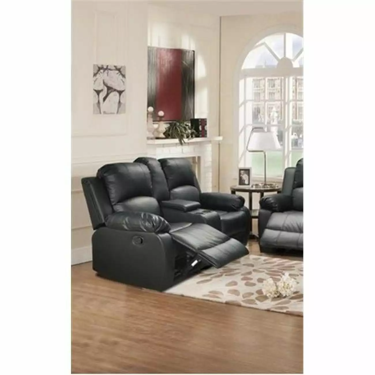 PonLiving Furniture LGS2890B-L Utica Reclining Loveseat. Black - 40 x 74.5 x 37 in.