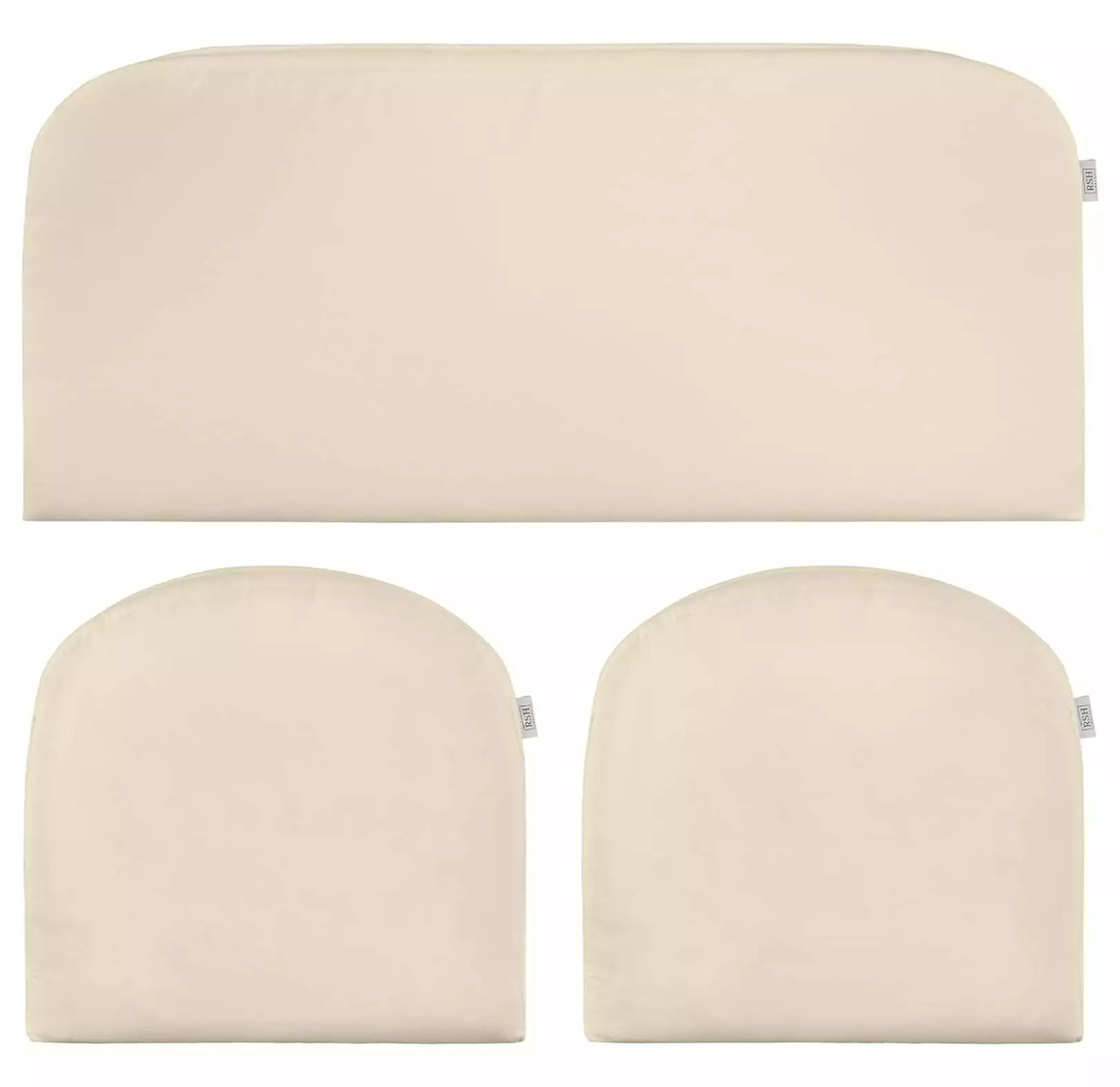 RSH D??cor Indoor ~ Outdoor Solid Ivory (Cream. Natural) 3 Piece Cushion Set - Foam Loveseat Settee & 2 Matching U-Shape Chair Cushions ~ (44 x 22 x 4 & 22 x 22 x 4)