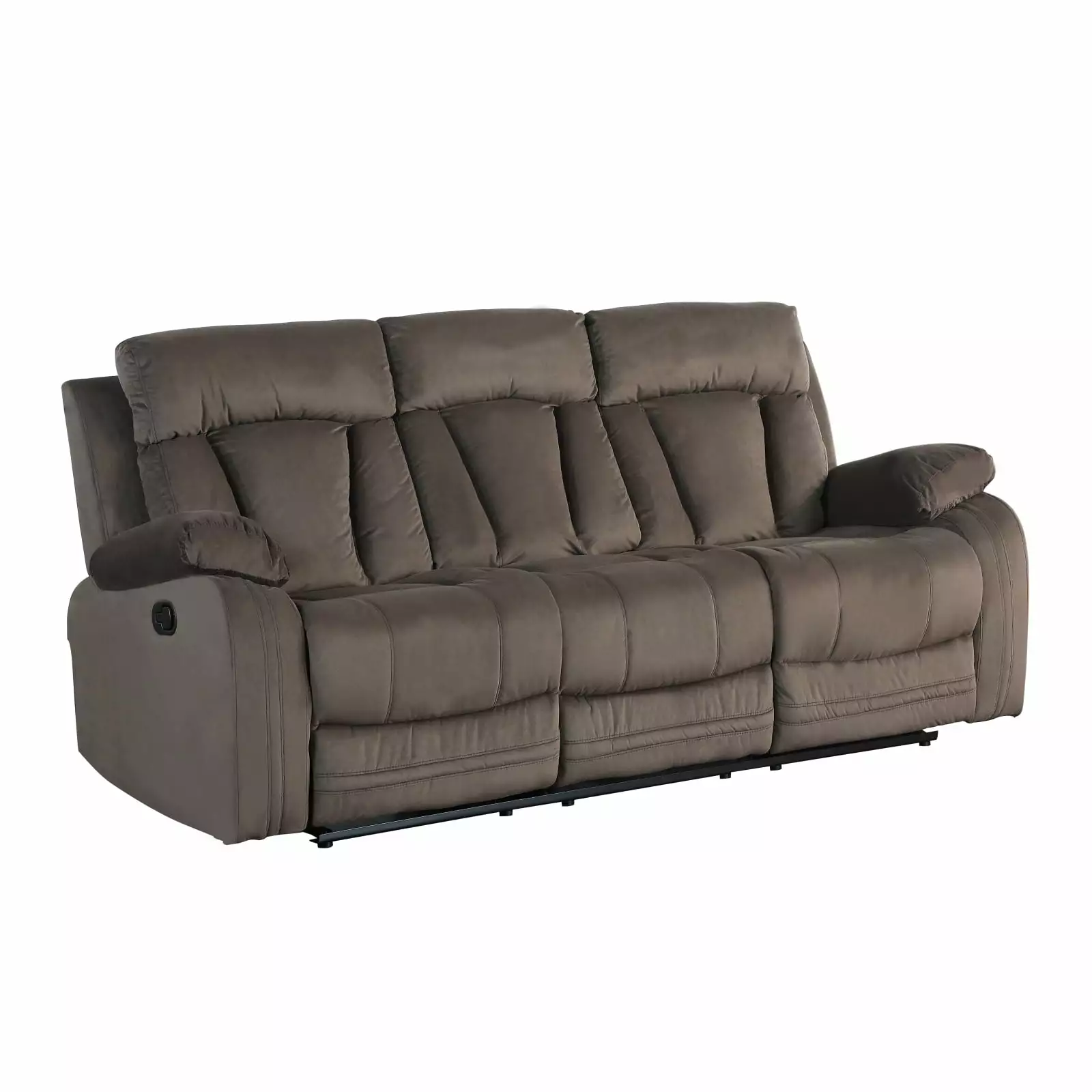 Reclining Transitional Sofa in Brown - High-Quality Bella Fabric. Contemporary Design. Kiln-Dried Hardwood Frame. Comfortable High-Density Foam Cushioning