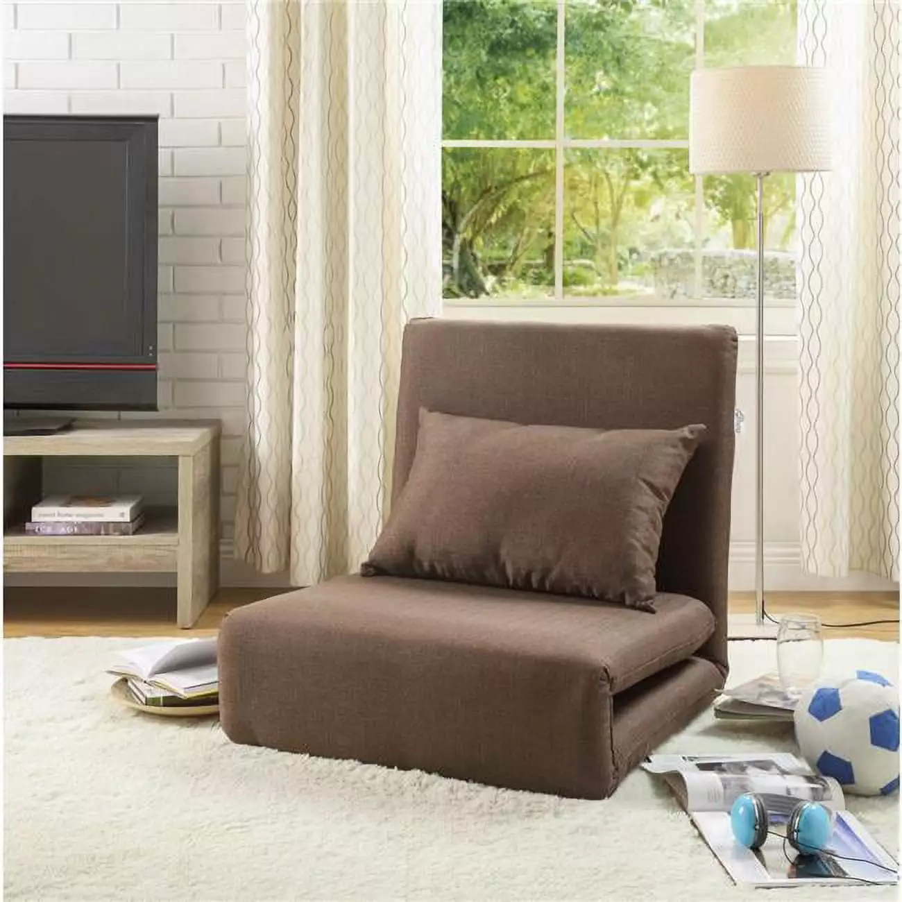 Relaxie Floor Chairs Brown Linen Sleeper Dorm Bed Couch Lounger Sofa