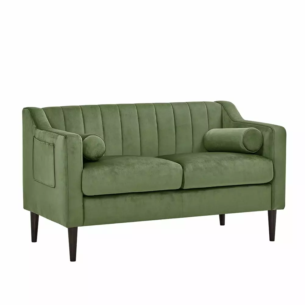 Rugerasy Loveseat Sofa. Mid-Century Couch With Velvet Fabric Surface. Wooden Frame And Wood Legs. Sofa Couches.For Office Living Room Apartment.55x29x31.4 In