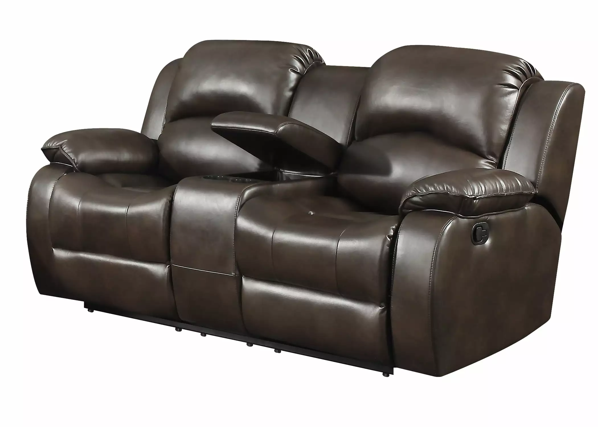 Samara Collection Modern Upholstered Transitional Reclining Loveseat. Dark Brown