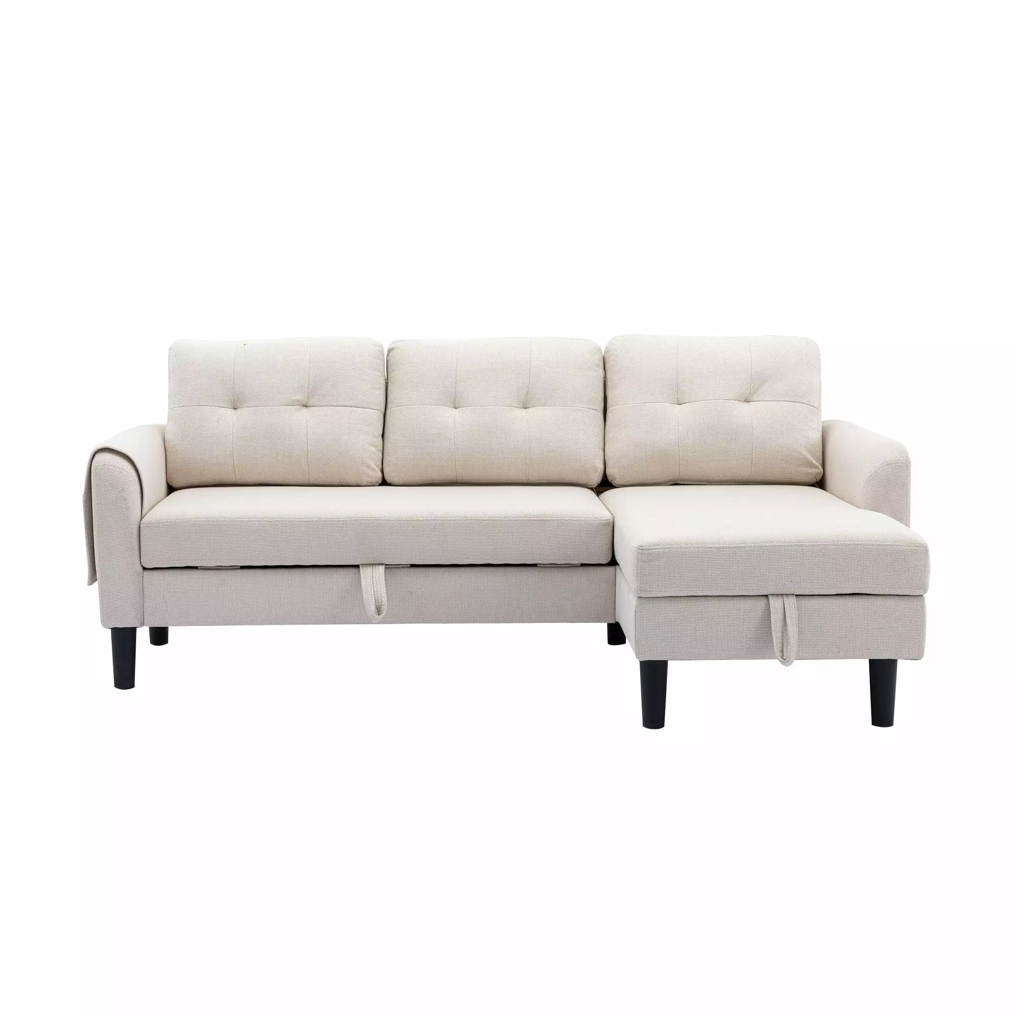 Sectional Sofa Reversible Sectional Sleeper Sectional Sofa with Storage Chaise Beige