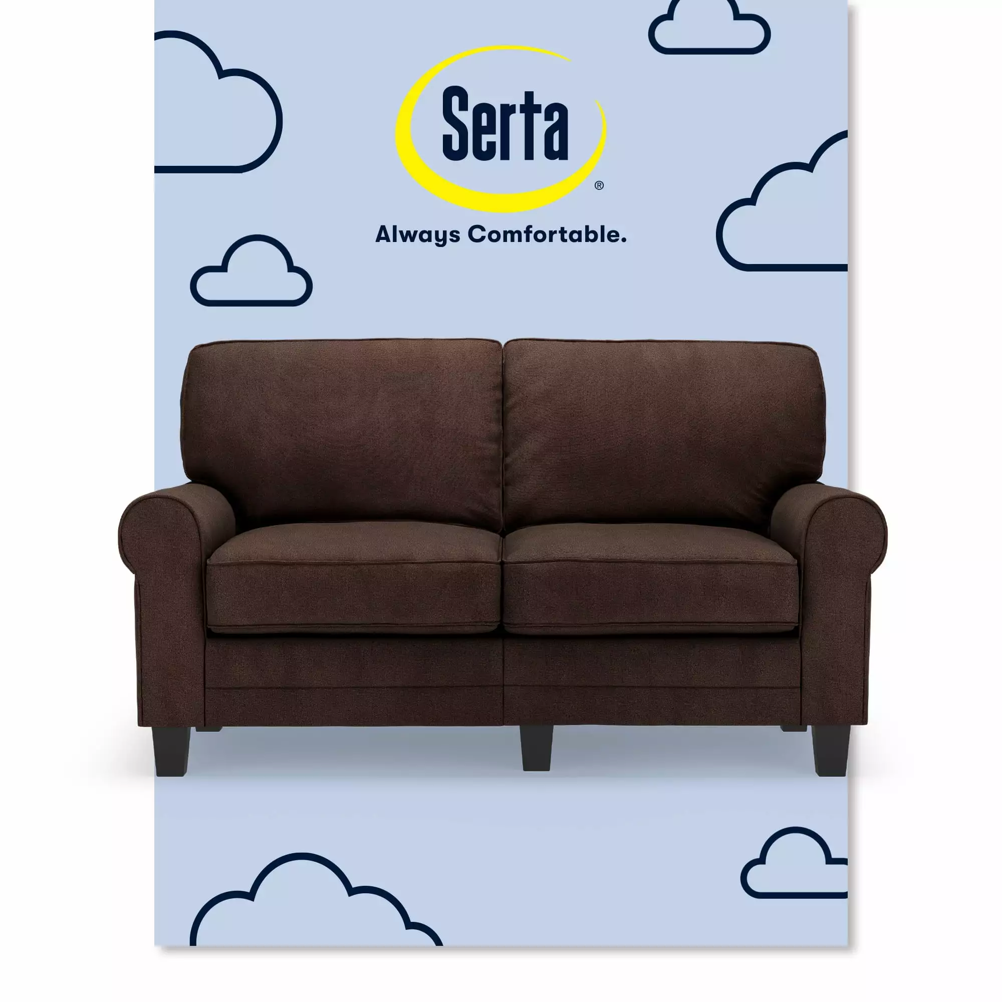 Serta RTA Copenhagen 2 Seater 61 Plush Fabric Loveseat. Multiple Colors