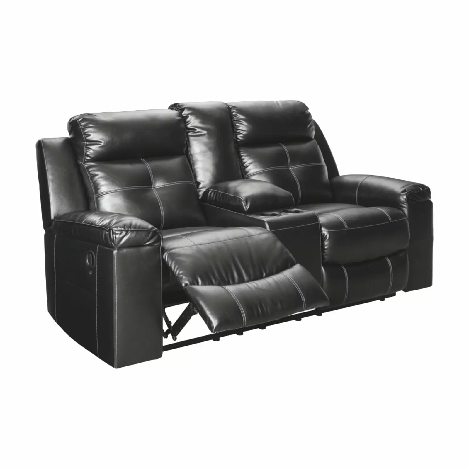 Signature Design by Ashley Kempten Reclining Loveseat with Console in Black