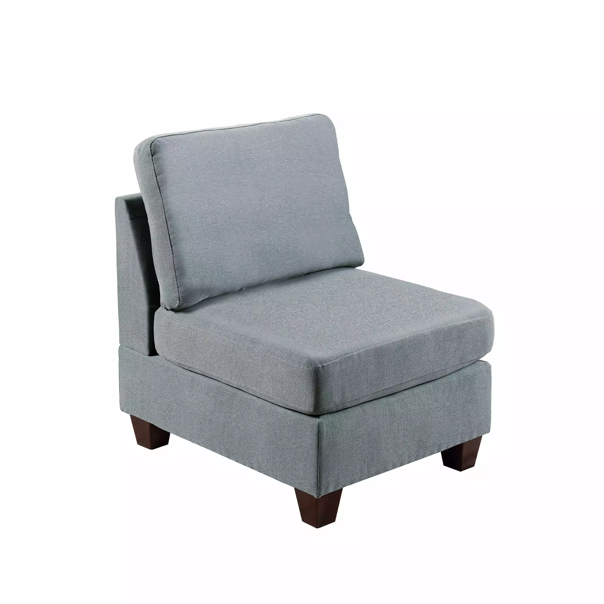 Simple Relax Grey Linen-Like Fabric Sectional Modular Armless Chair L-Shape