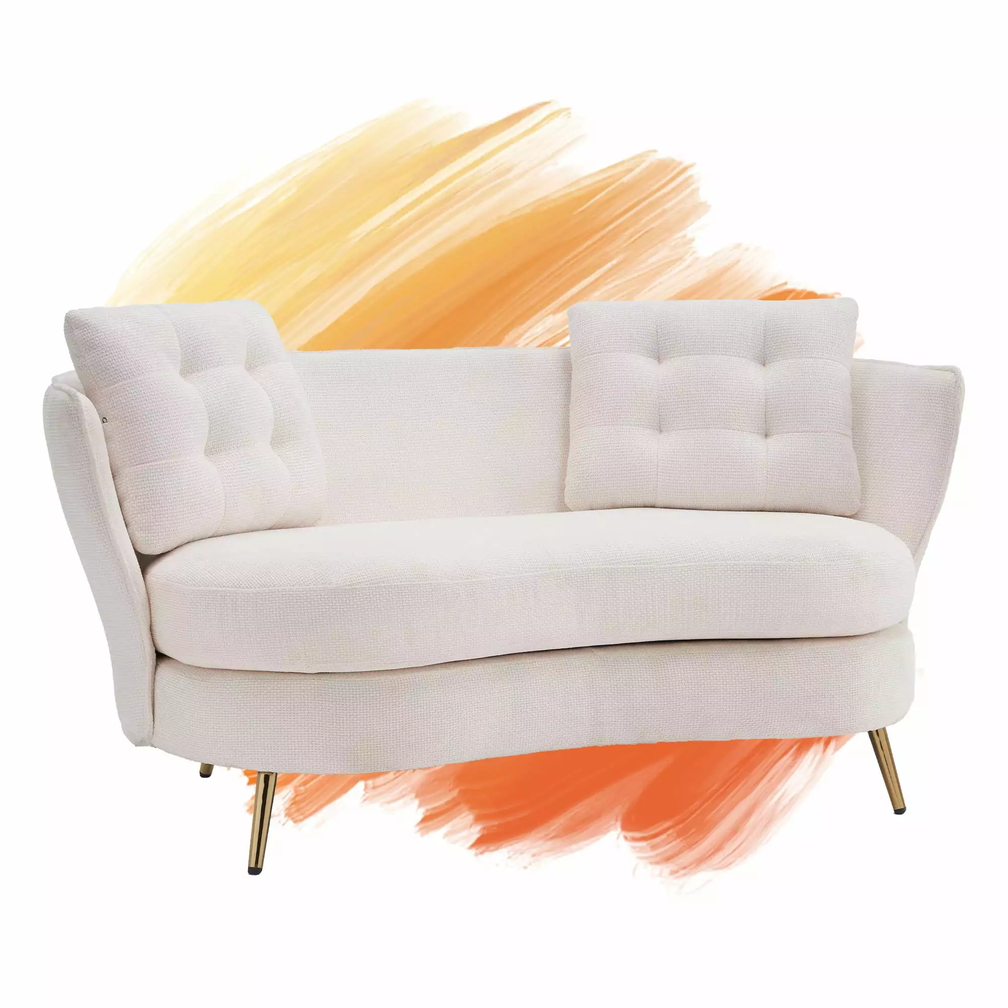 Space-Saving Design Easy Assemble Velvet Upholstered Club Sofa Ideal for Small Spaces Golden Metal Leg Chic Comfort