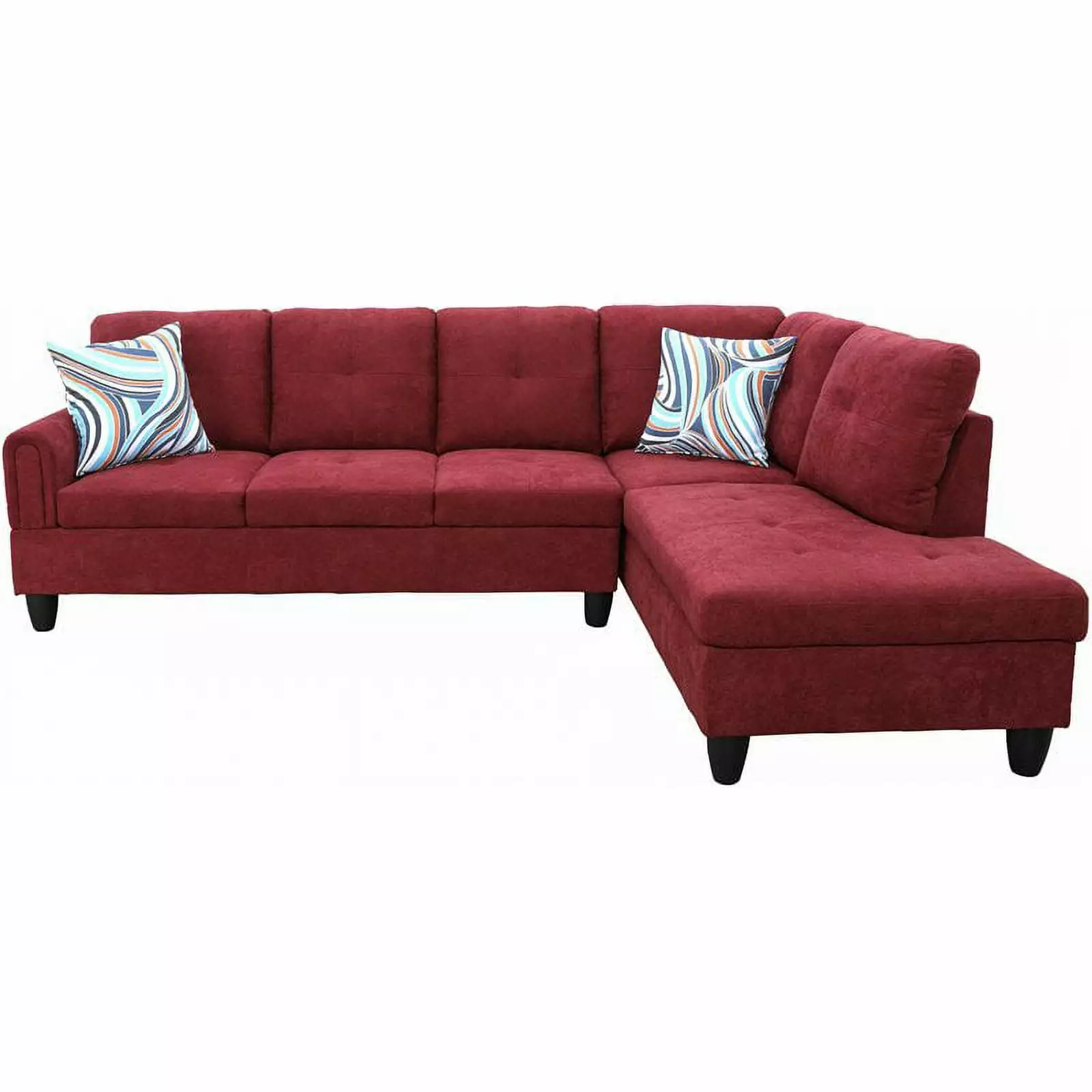 Star Home Living Puebla Linen Fabric Sectional Sofa Set in Red