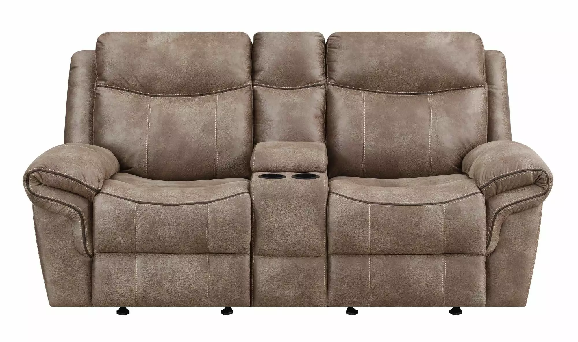 Steve Silver Nashville Faux Suede Reclining Loveseat with Console. Gray