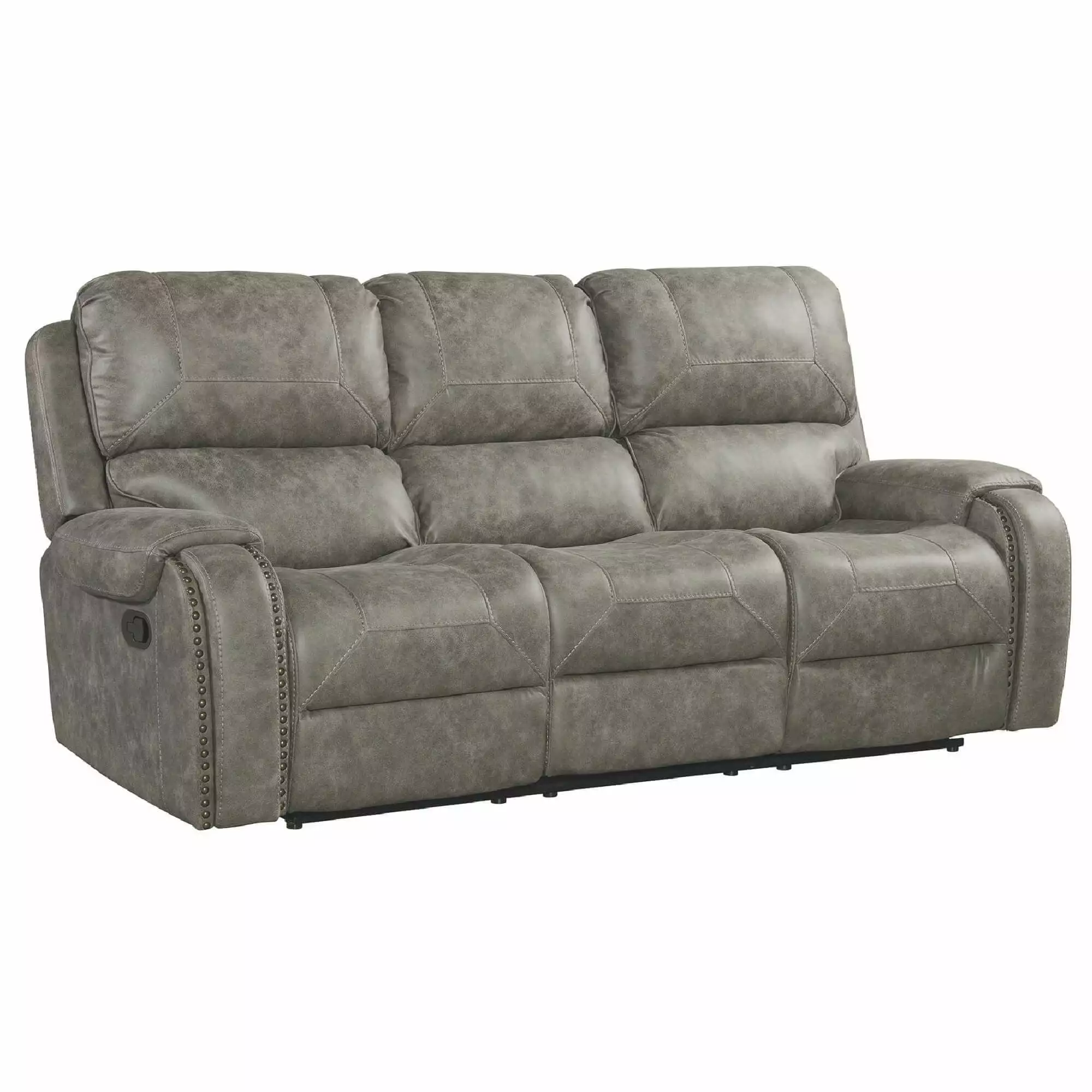 Sunset Trading Calvin 86 Contemporary Fabric Dual Reclining Sofa in Gray