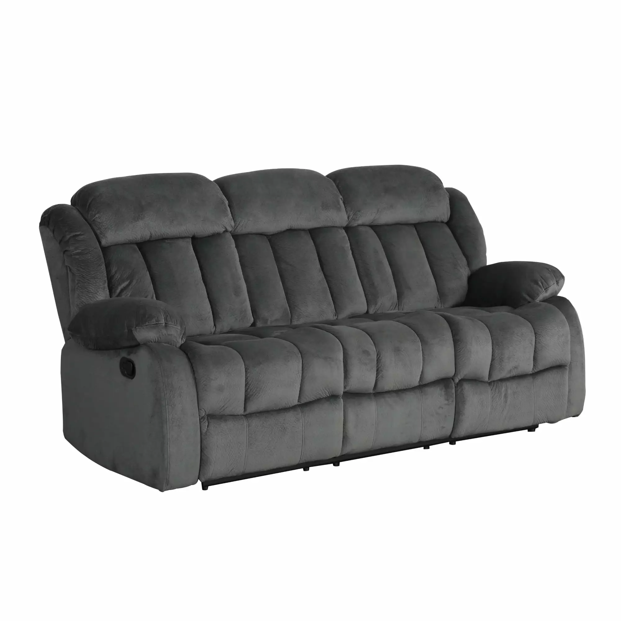 Sunset Trading Madison Traditional Fabric Reclining Sofa in Charcoal