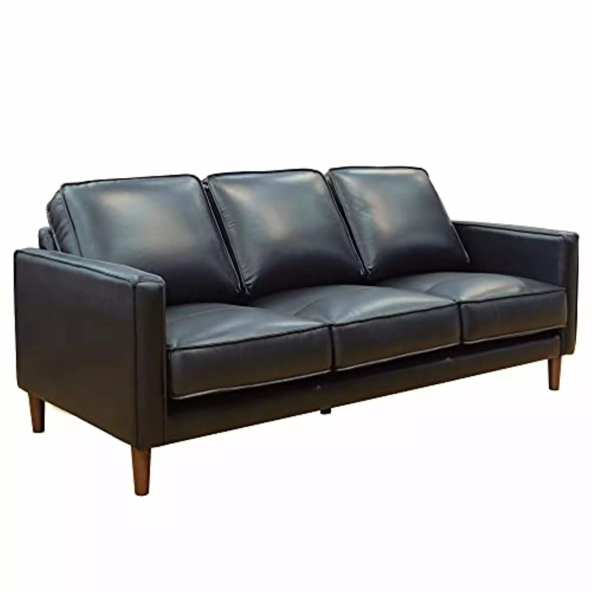 Sunset Trading Prelude 79 Contemporary Top-Grain Leather Sofa in Black