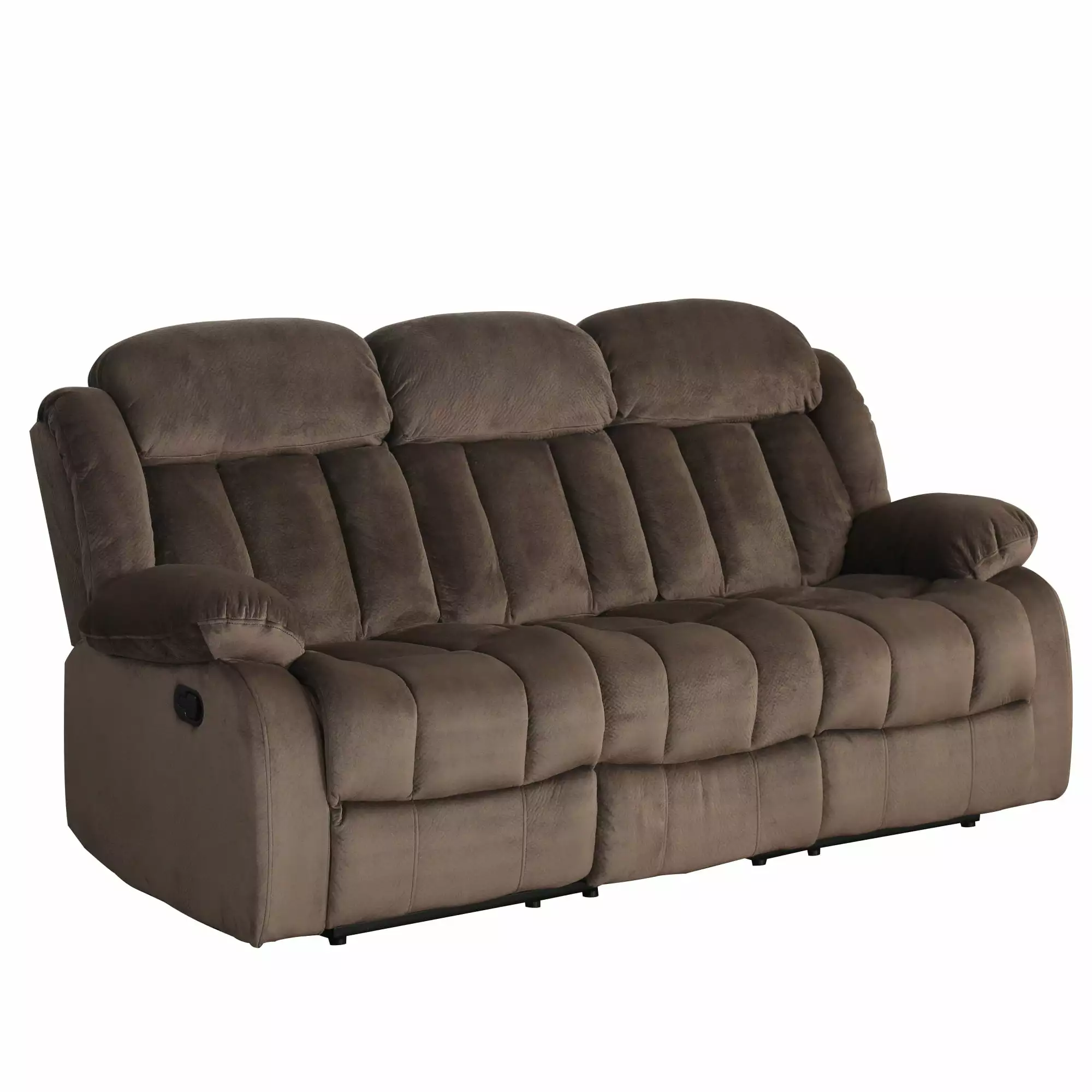 Sunset Trading Teddy Bear Traditional Fabric Reclining Sofa in Chocolate