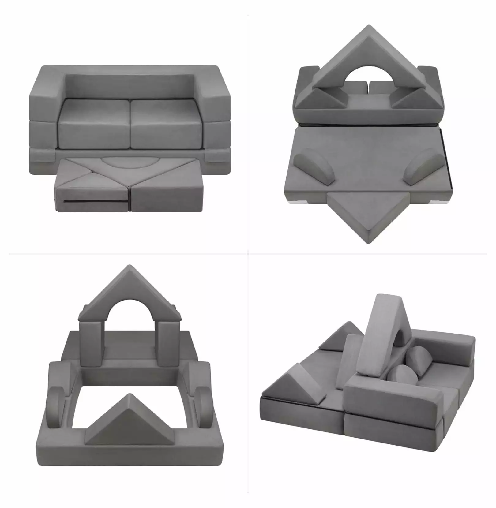 Superwum Kids Couch.Kids Sofa.Modular Kids Sofa for Toddler and Baby Playroom/Bedroom Furniture.Floor Sofa.Kids Modular Furniture.Foam Playset Couch Set.Combinations Modular Sofa (Gray. 9pcs)