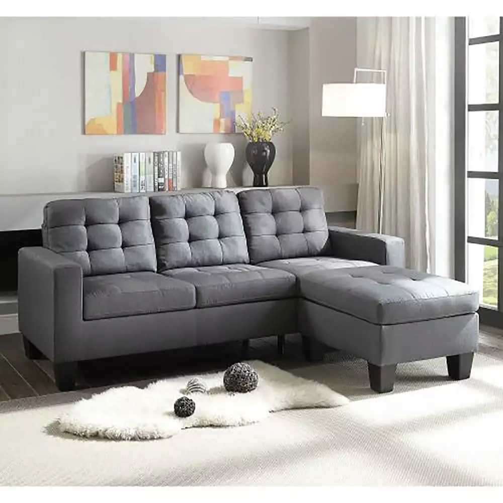 Tenozek Sectional Sofa Couch L Shaped Sectionals Sofa in Gray Linen for Living Room