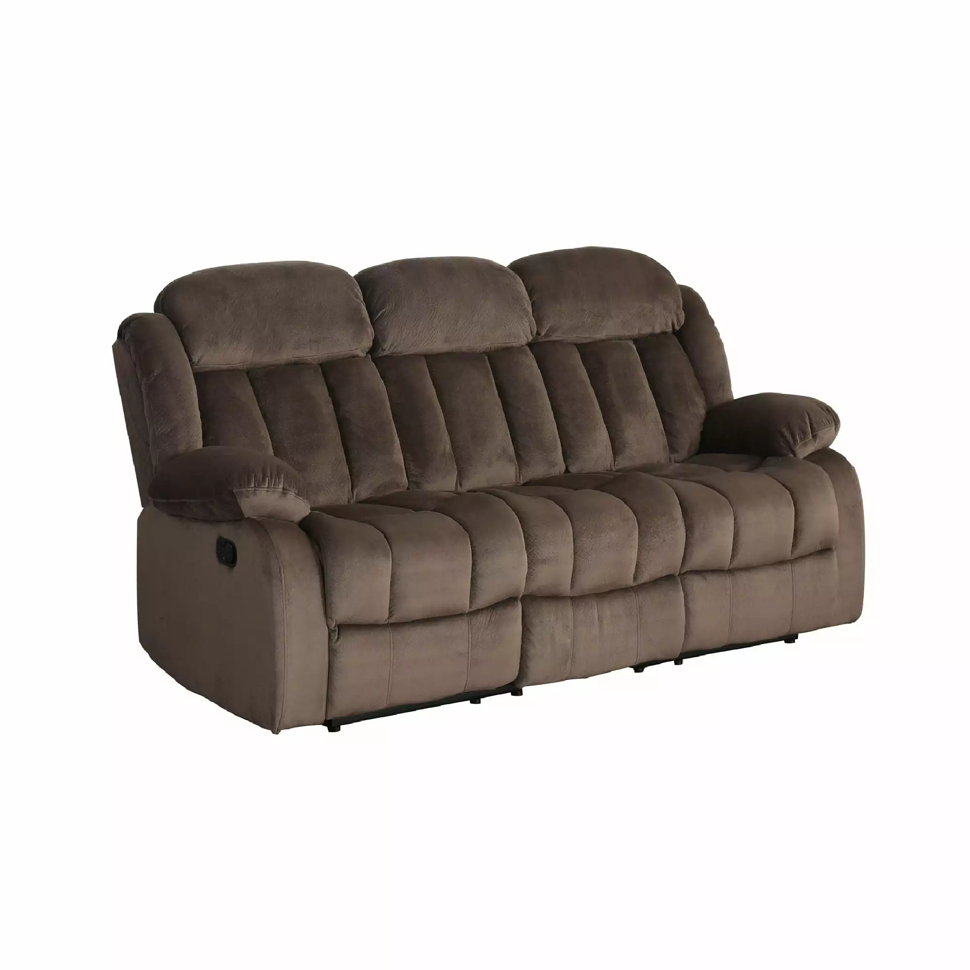 The Hamptons Collection 87 Brown Teddy Bear Microsuede Fabric Reclining Sofa