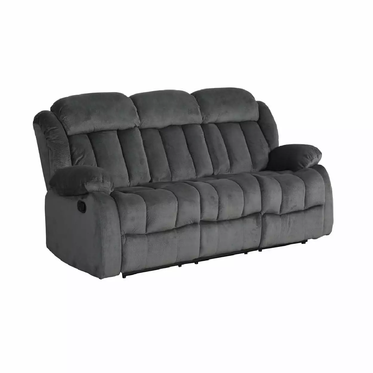 The Hamptons Collection 87 Grey Overstuffed Microsuede Fabric Reclining Sofa