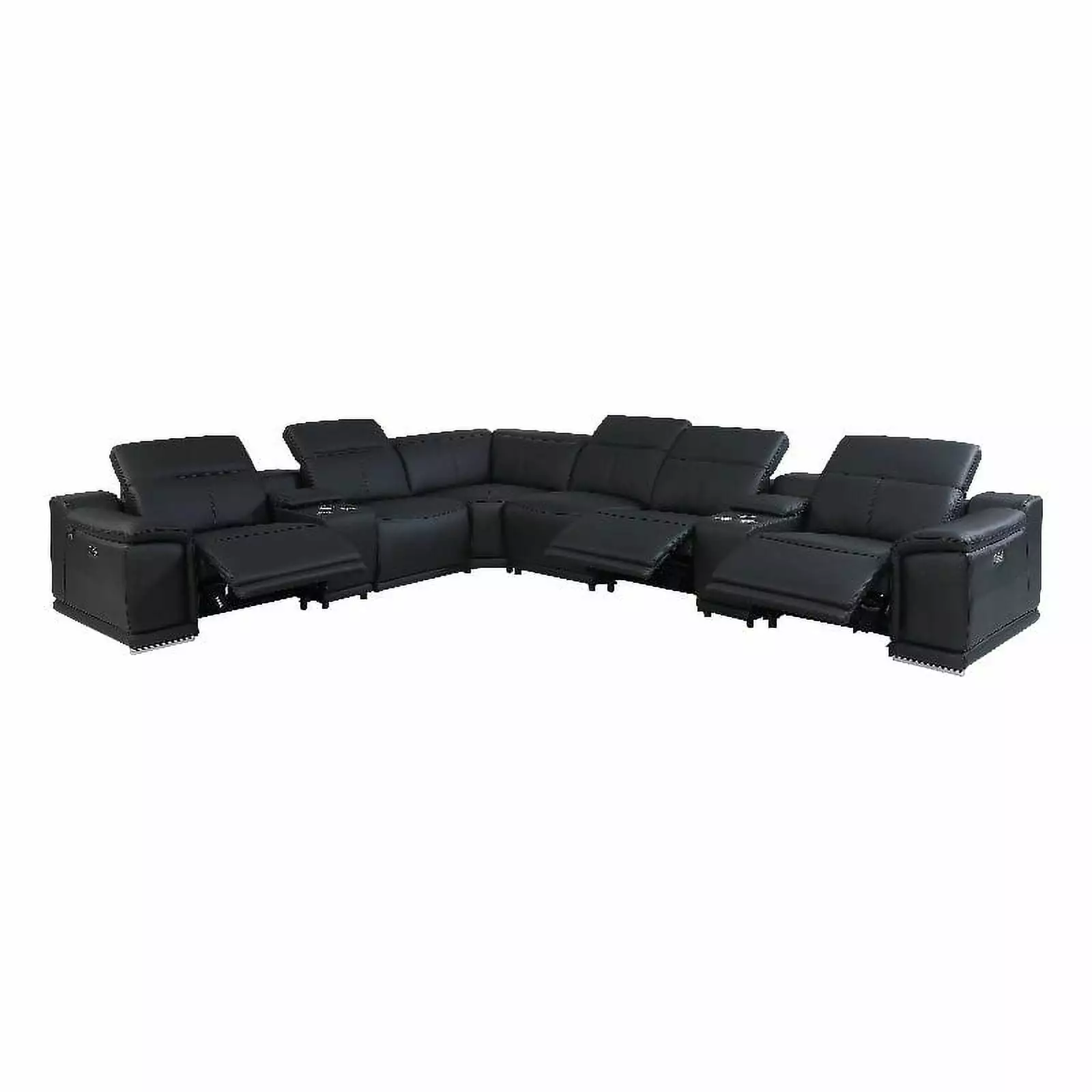 Titan Furnishings 8-Piece 1 Console 3-Power Reclining Italian Leather Sectional