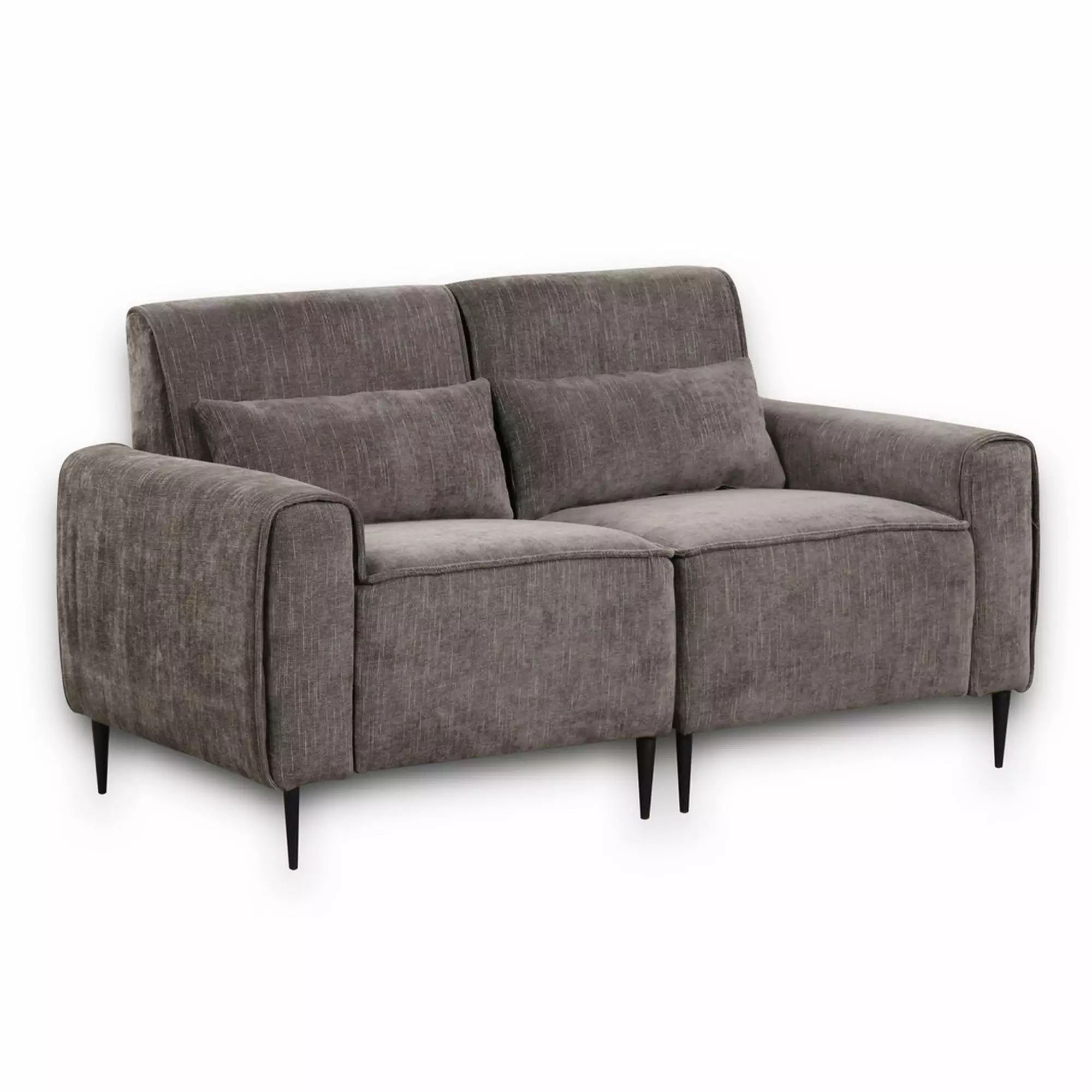 Benjara 62 in. Tiu Solid Wood Loveseat with 2 Lumbar Pillows. Chenille. Gray & Black