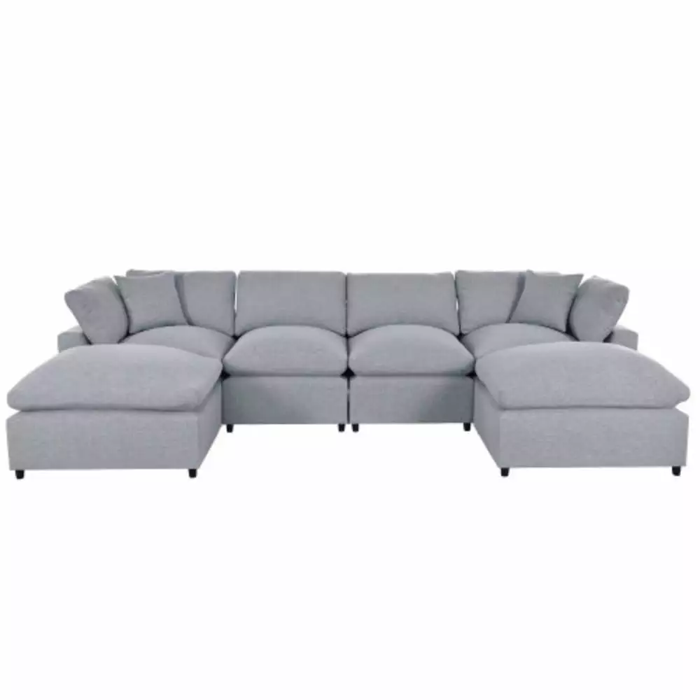 U_STYLE Modern Large U-Shape Sectional Sofa. 2 Large Chaise with Removable Ottomans for Living Room Grey + Polyester + American Design + Primary Living Space + Polyester + Pillow Back