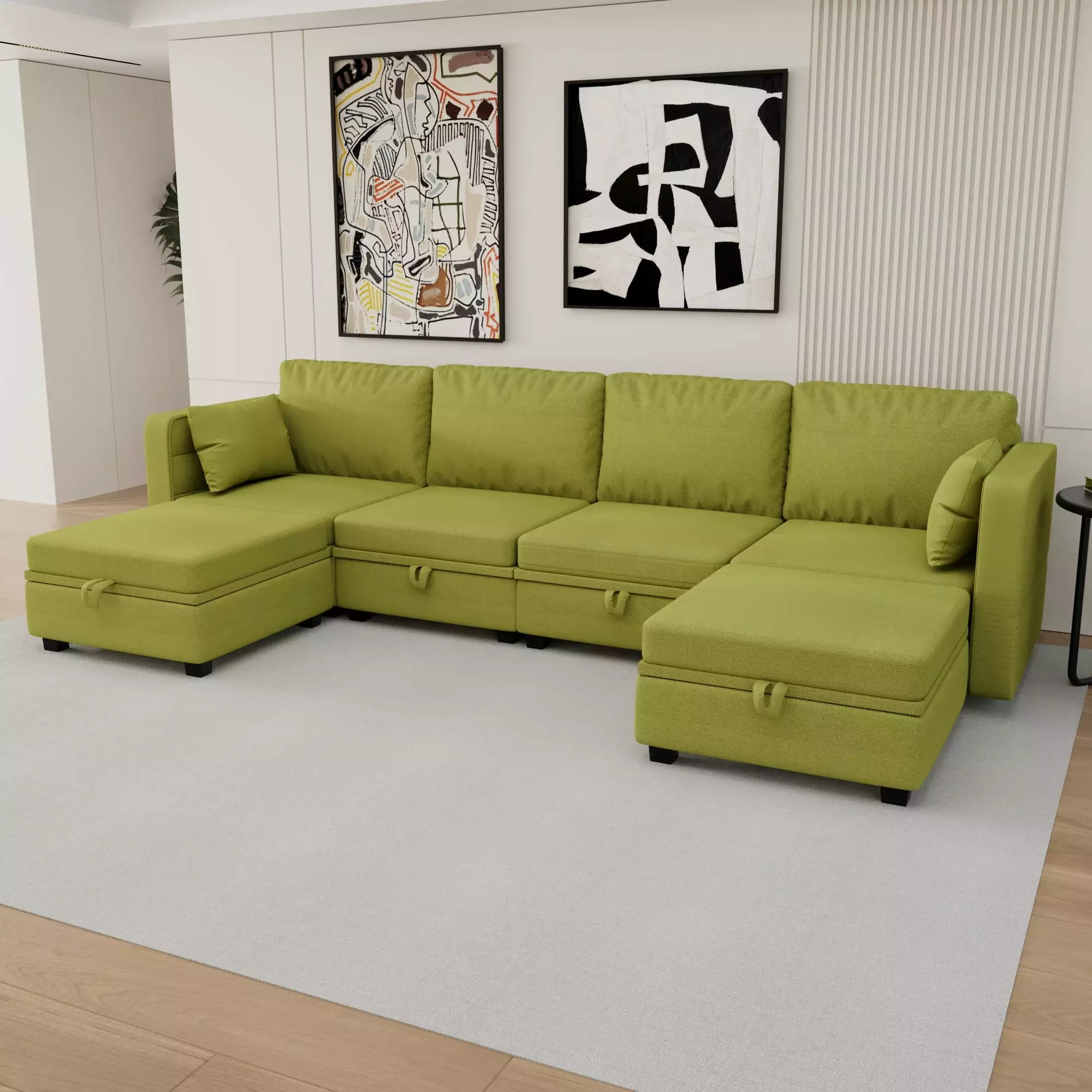 UNITED WE WIN Modular Sectional Sofa U Shaped Modular Couch with Reversible Chaise Modular Sofa Sectional Couch with Storage Seats