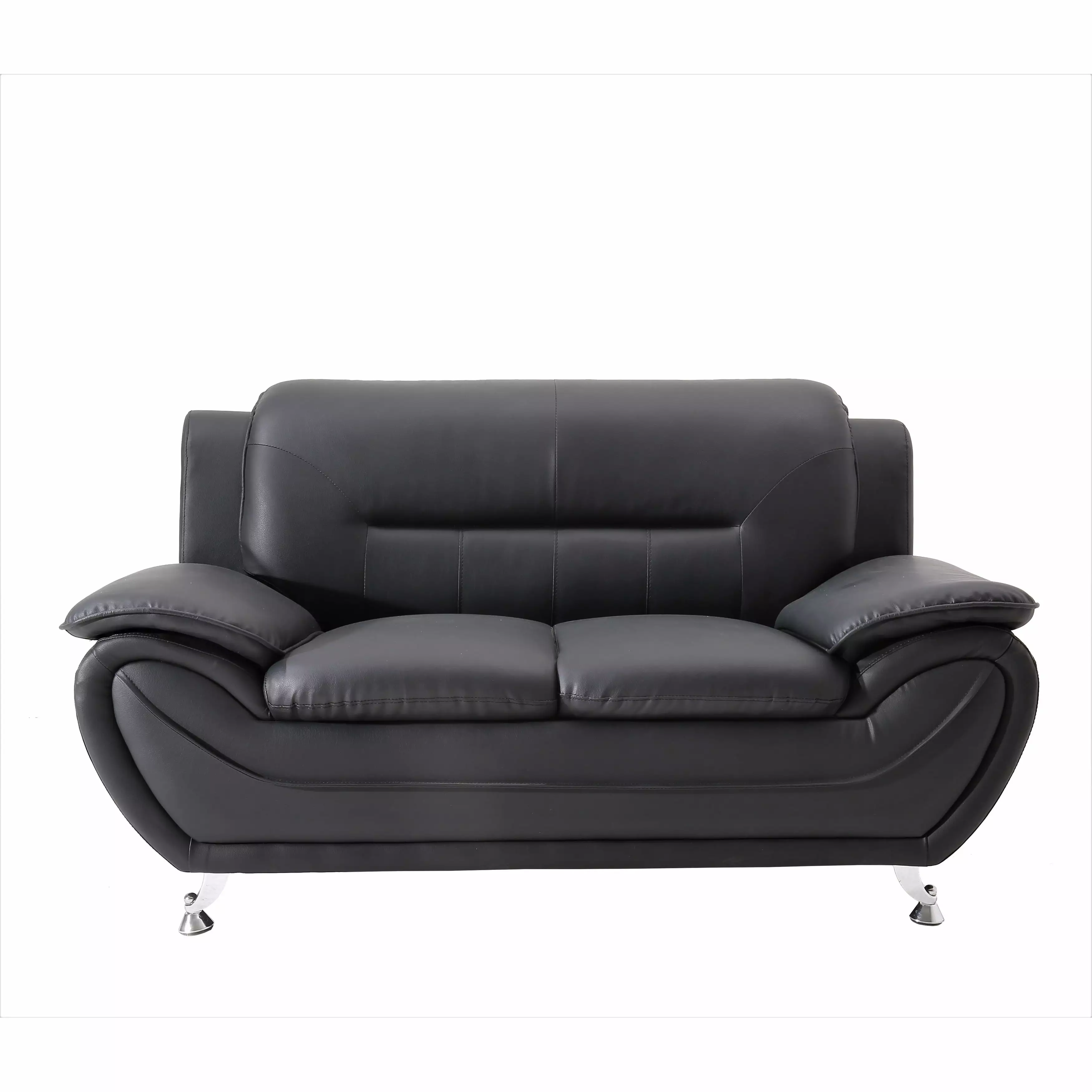 US Pride Furniture Sanuel 61.3 Faux Leather Pillow Top Arm Loveseat Black