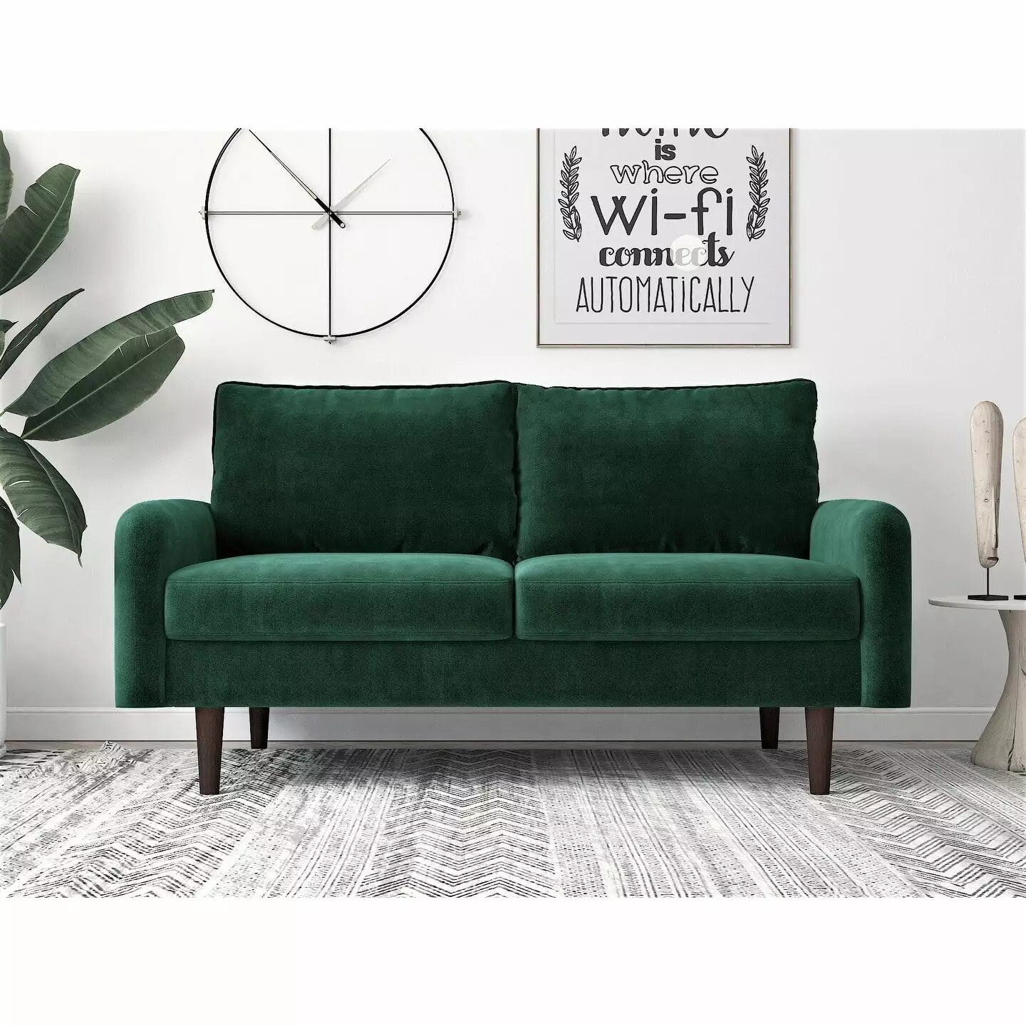 US Pride Furniture Vivo Velvet 2 Seater Loveseat European Style Green