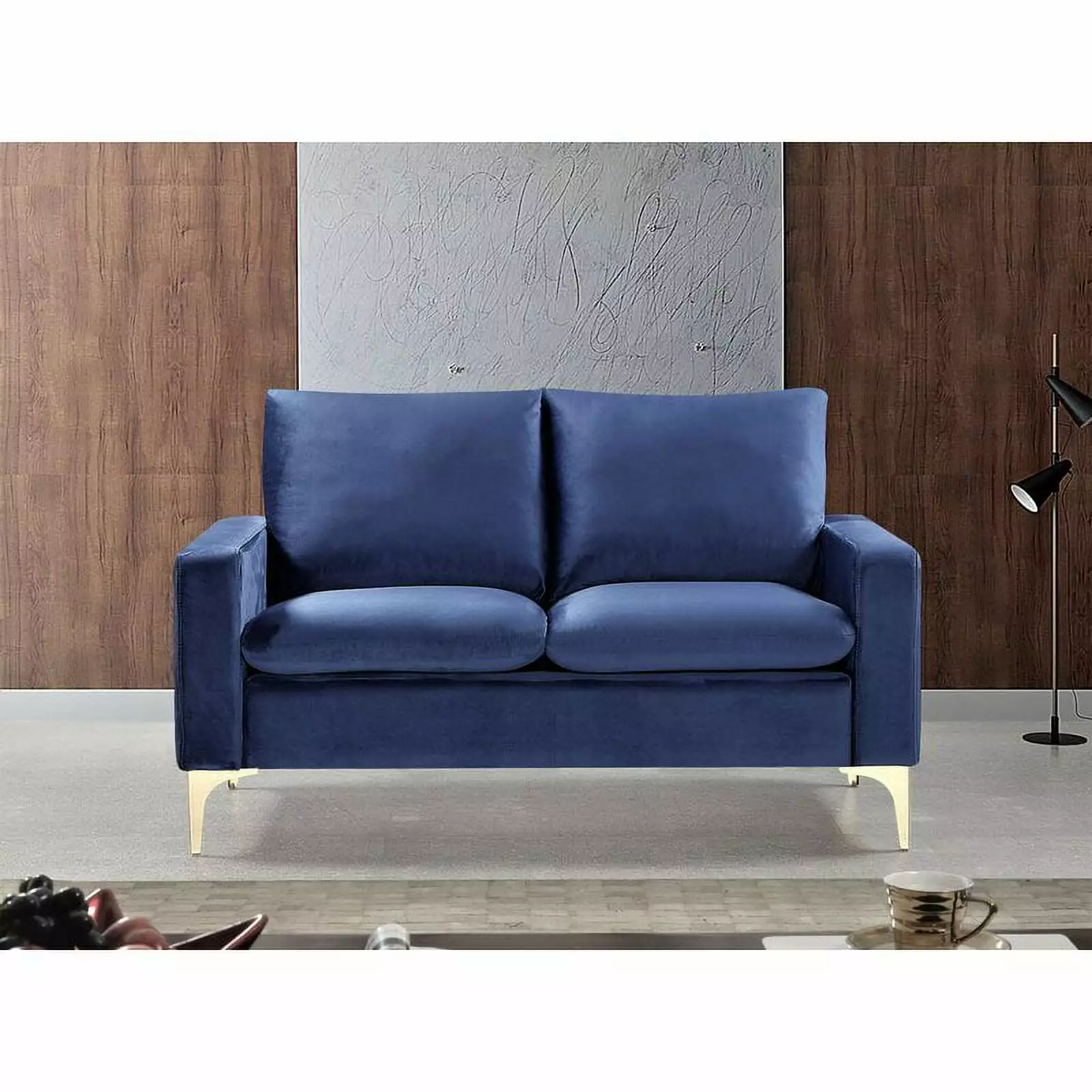 Uspridefurniture Buchholz 54.7'' Velvet Square Arm Loveseat -Blue. Removable Cushions