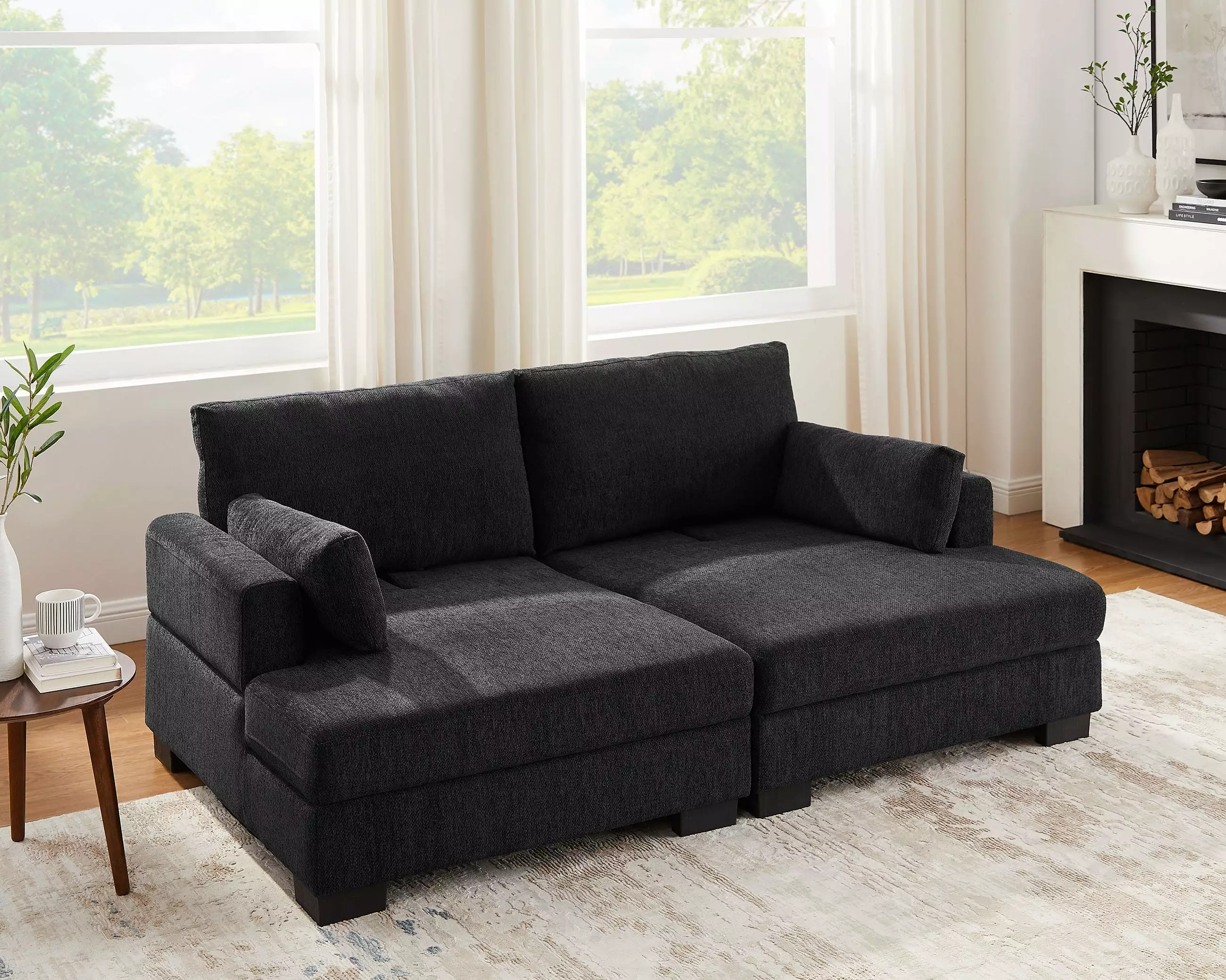 VANOMi Multifunctional Loveseat Sofa. Modern Sofa Chaise Lounge. Reclining Couch for Living Room. Bedroom. Office. Dark Gray