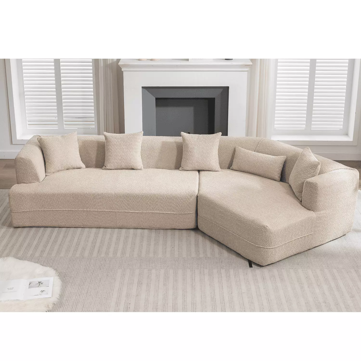 [VIDEO PROVIDED] Stylish Modular Brown Living Room Sofa Set with Modern Minimalist Design Salon Upholstered Sleeper Sofa in Anti-Wrinkle Fiber Fabric - Includes 2 PC Free Combination