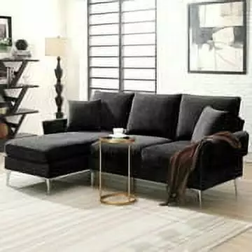 [VIDEO provided] [New]84 Convertible Sectional Sofa. Modern Chenille L-Shaped Sofa Couch with Reversible Chaise Lounge. Fit for Living Room. Apartment(2 Pillows)