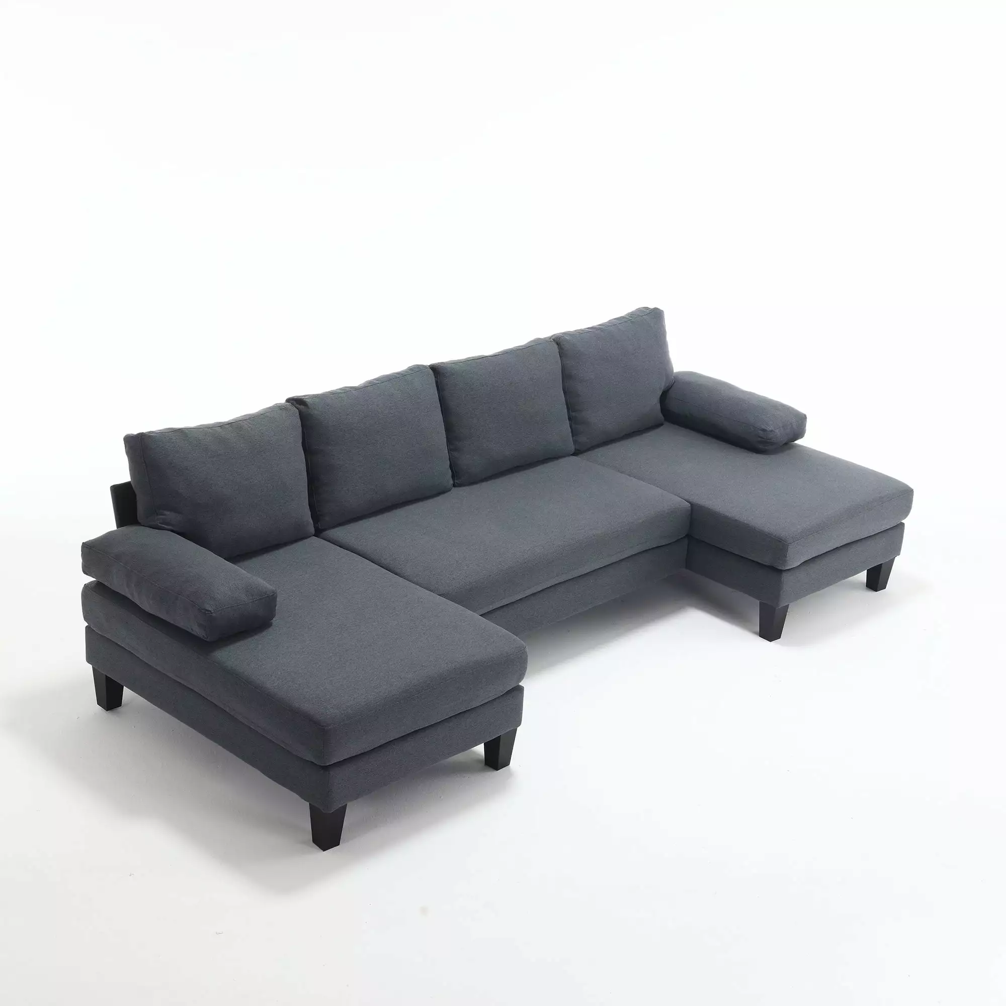 109.45 inch Wide Polyester U-Shaped Sofa 6 Seat Couch with Oversized Seat