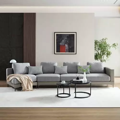 Wohh Modern Sectional Sofa.Luxury Fabric Couch.Sectional Chaise Lounge with 3 Pillows 4 Cushions for Living Room Office