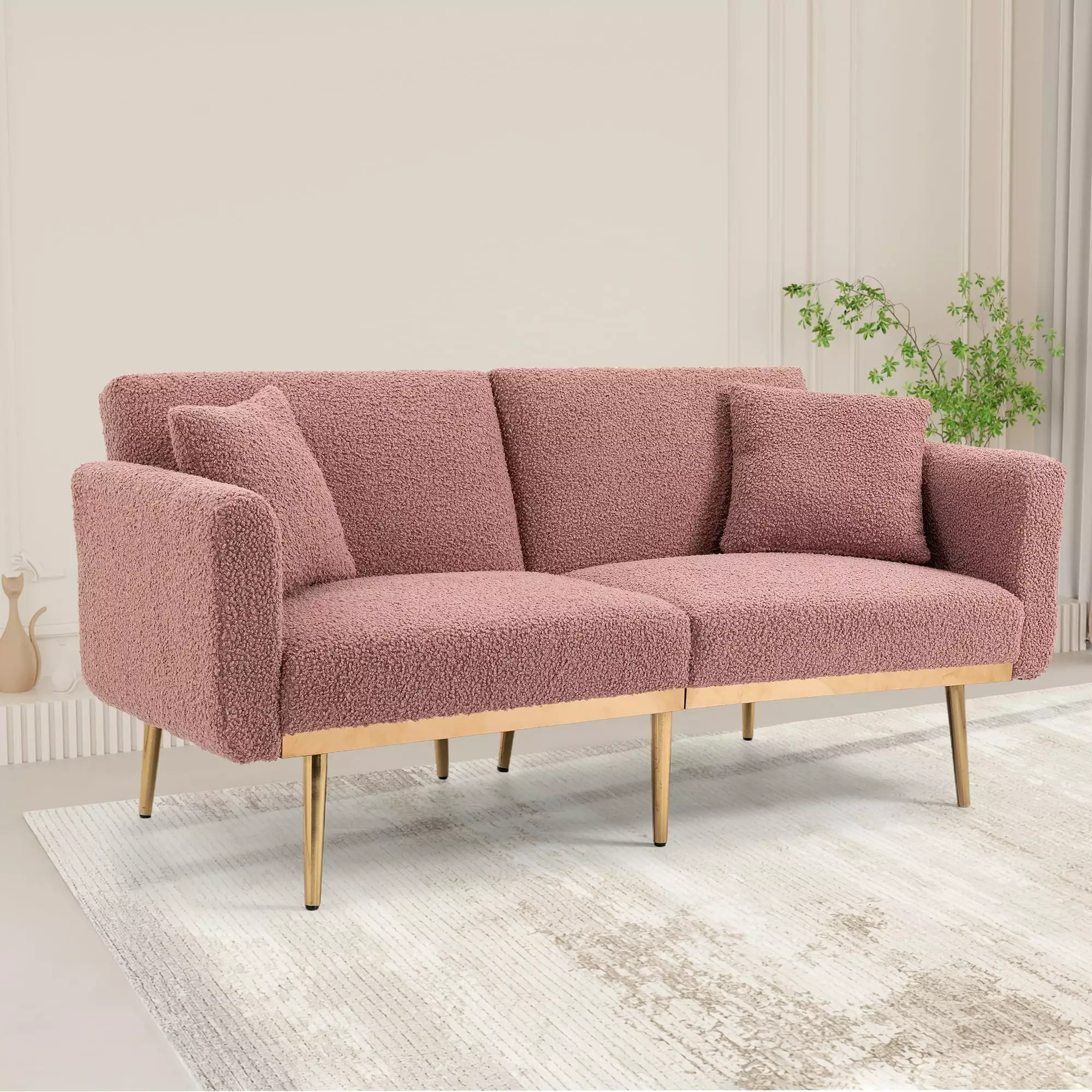 Xukmct Modern Velvet Sofa with Metal Legs. 2 Seater Loveseat Sofa for Home. Office. Living Room. Bedroom