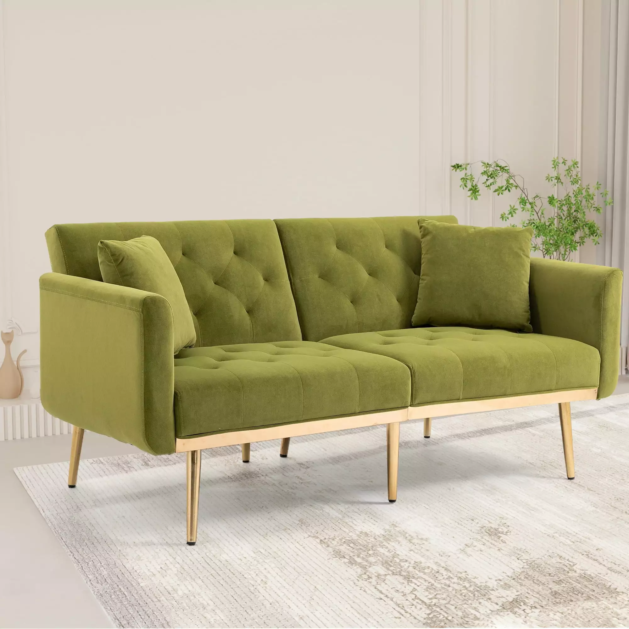 Xukmct Modern Velvet Sofa with Metal Legs. 2 Seater Loveseat Sofa for Home. Office. Living Room. Bedroom