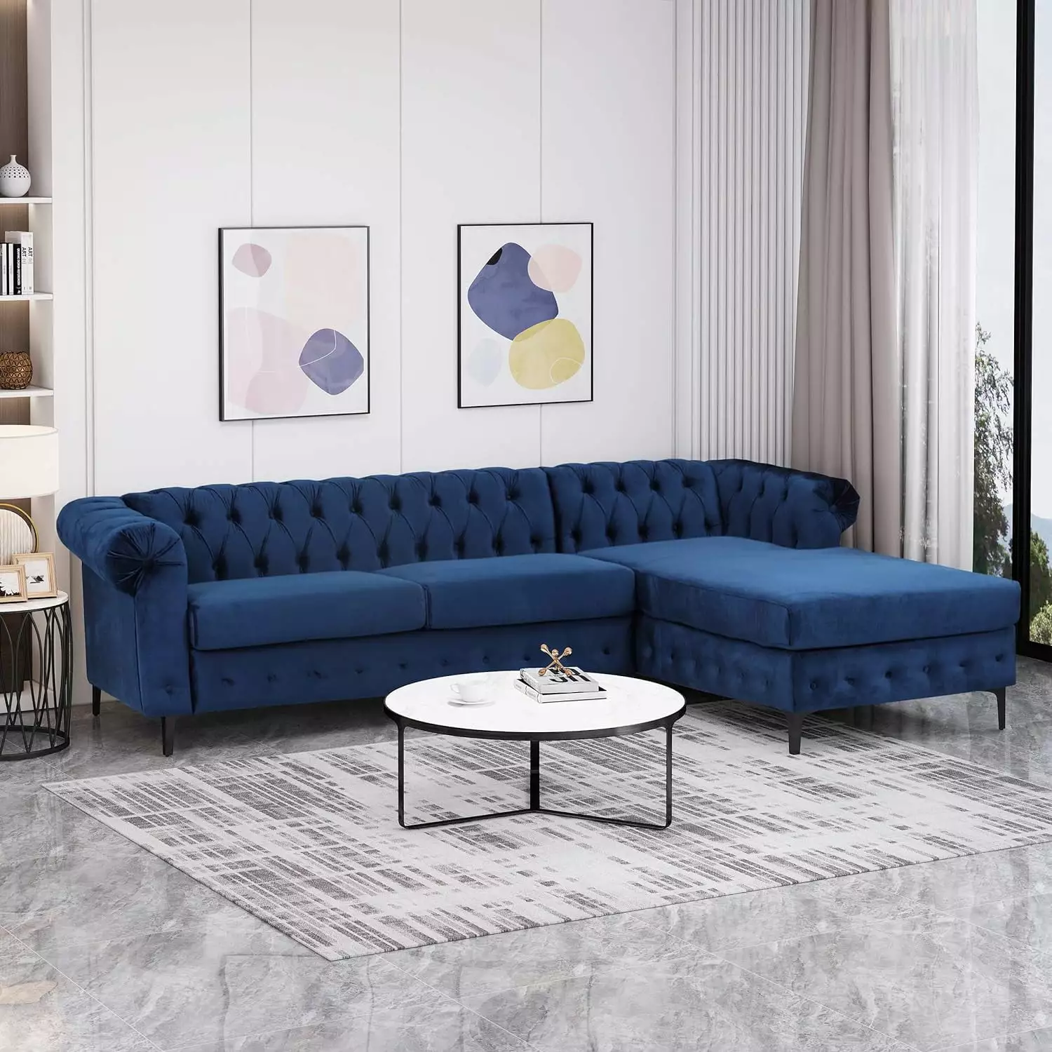 YYAo Oversized Sectional Couches for Living Room. Extra Large L Shaped Couch with Reversible Chaise Modular Sectional Couch.4 Seat Modular Sofa. Blue