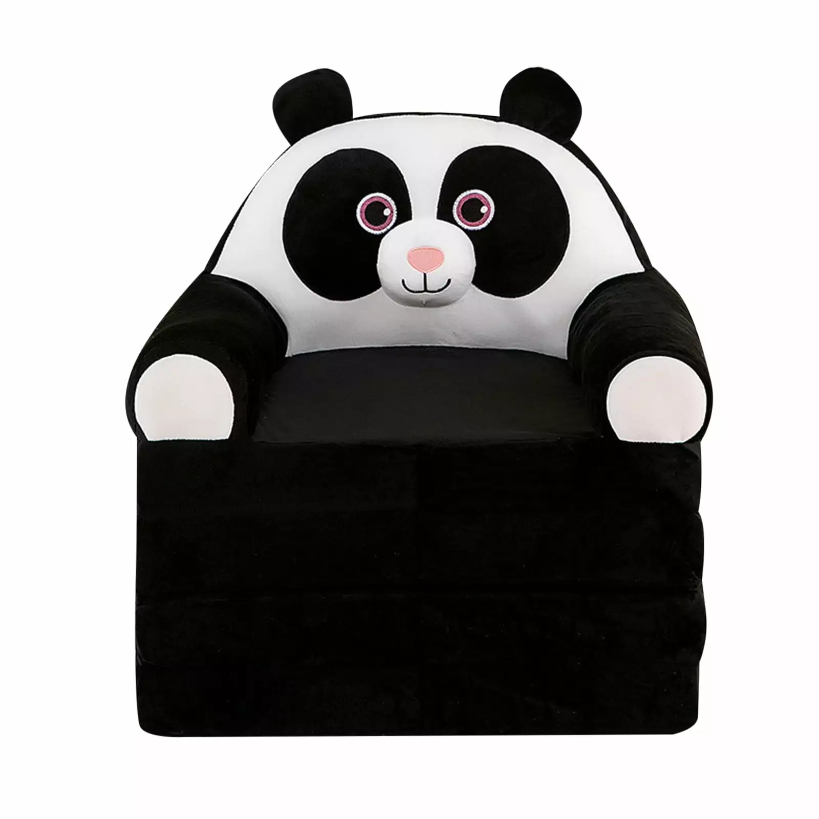 ZTTD Plush Foldable Kids Sofa Backrest Armchair 2 In 1 Foldable Children Sofa Cute Cartoon Lazy Sofa Children Flip Open Sofa Bed for Living Room Bedroom Black