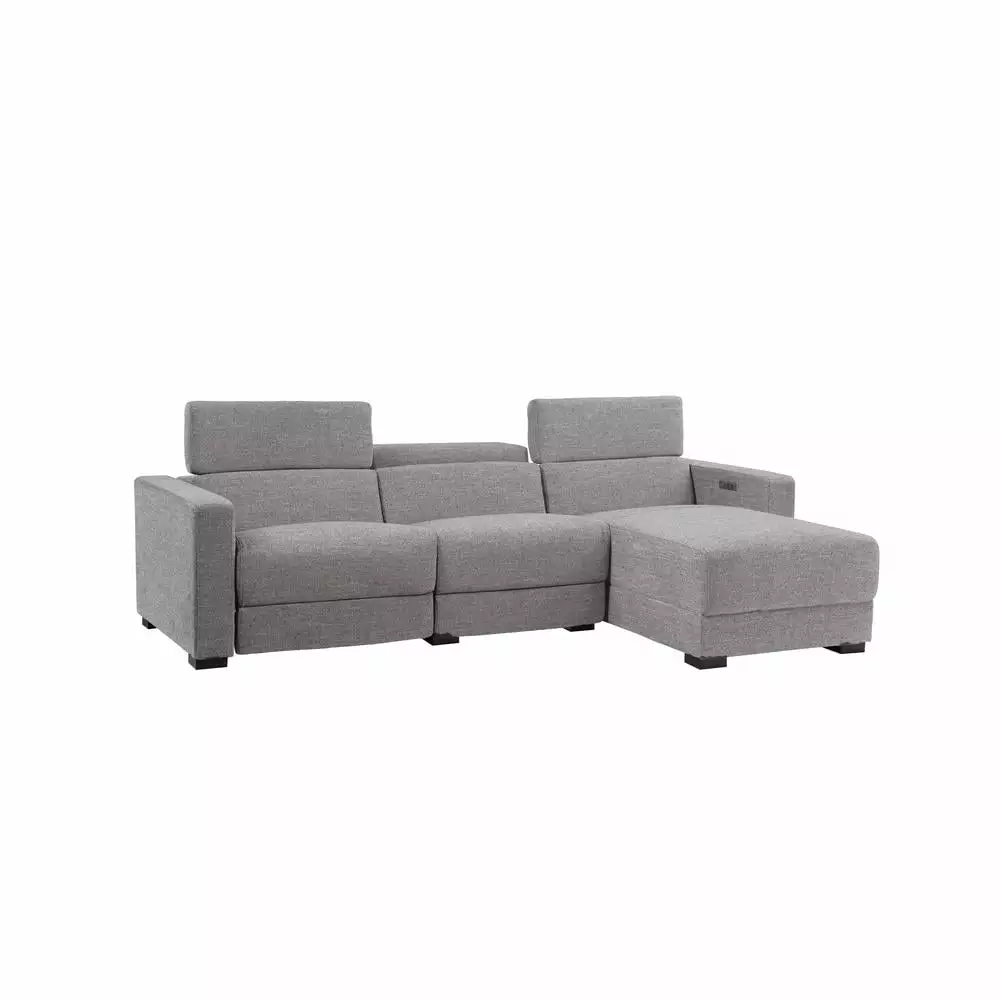 Zara Light Gray Polyester Fabric Power Reclining Sectional