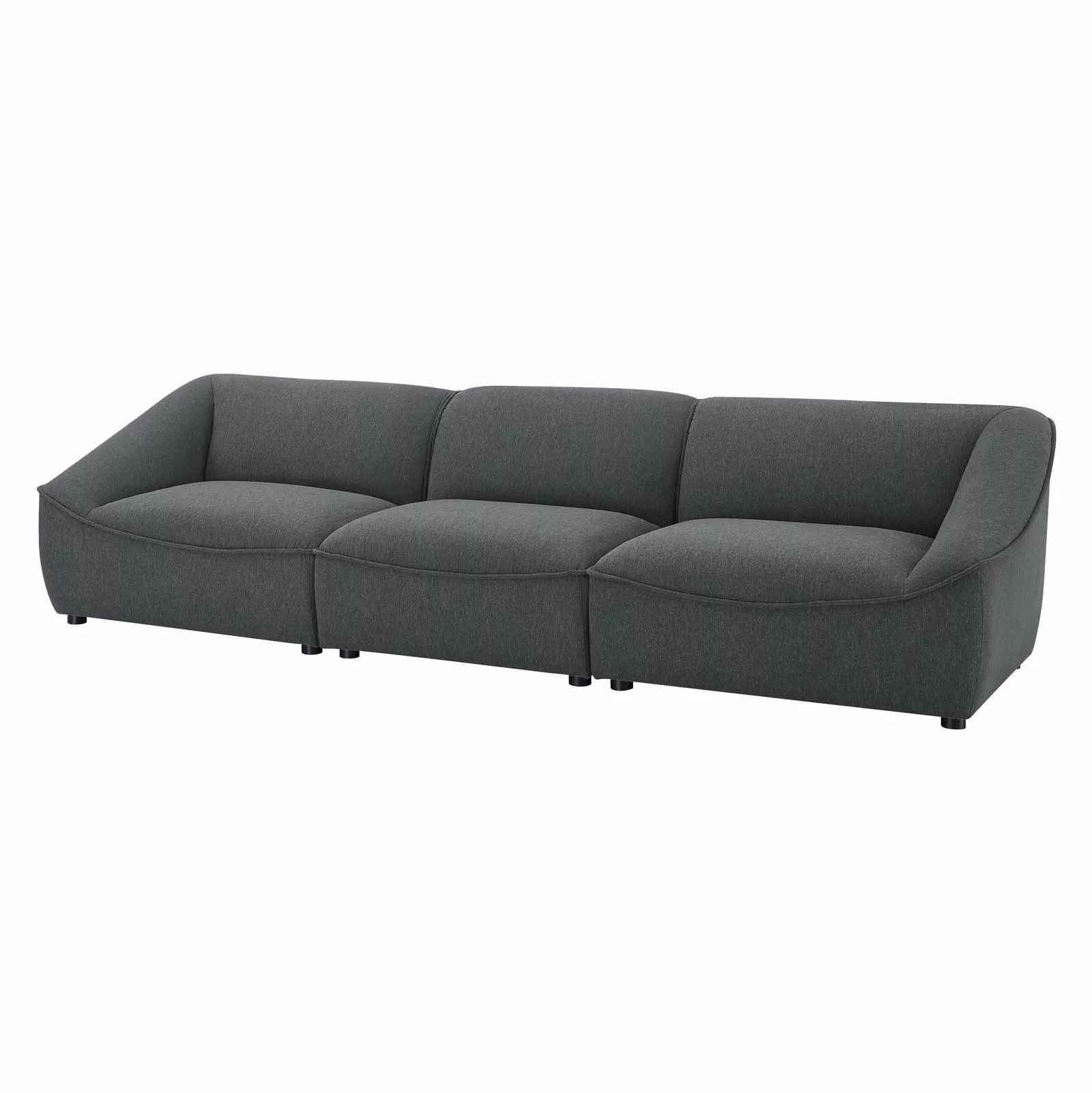 Sofa. Fabric. Dark Grey Gray. Modern Contemporary Urban Design. Living Lounge Room Hotel Lobby Hospitality