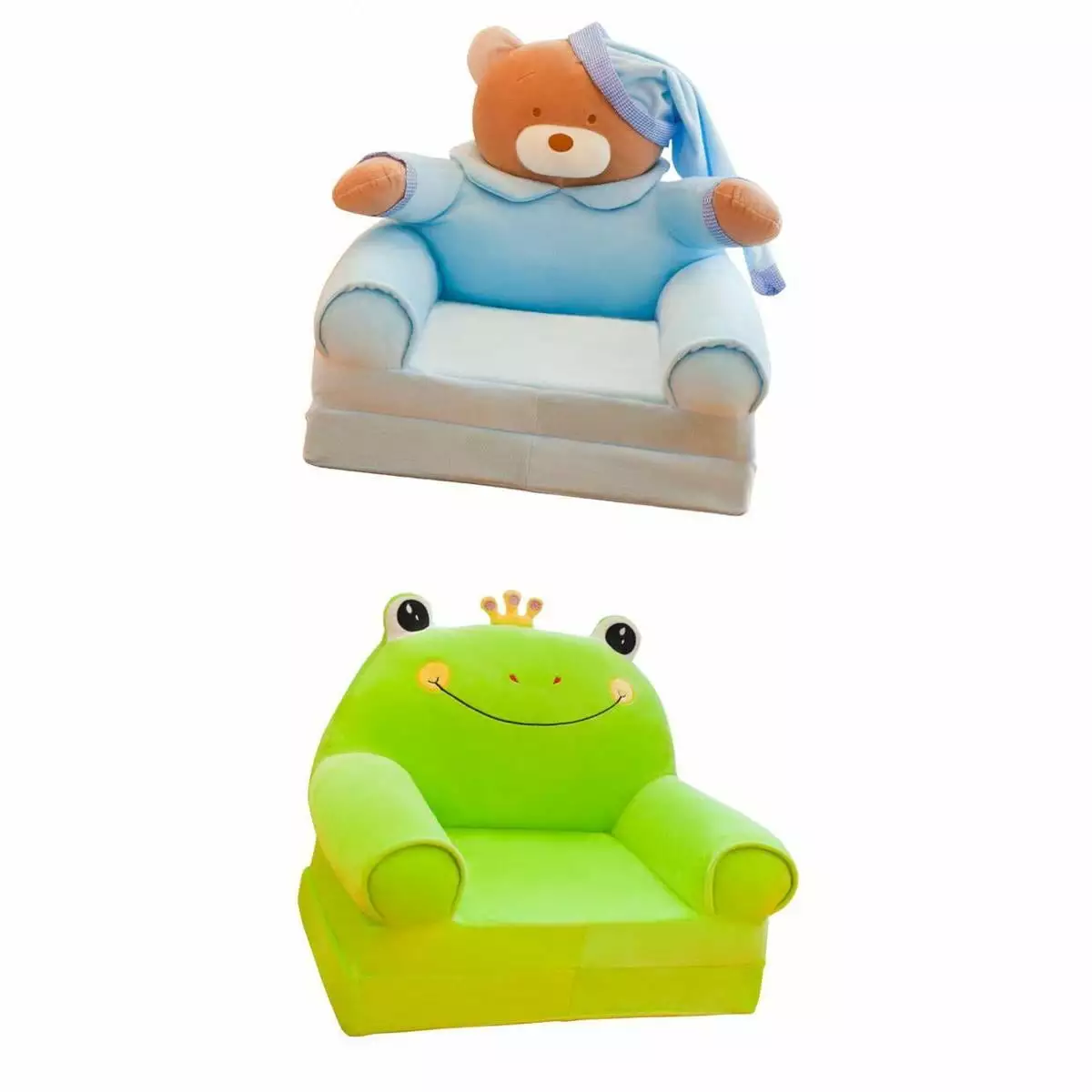 2 pieces kids folding sofa children children cartoon animal lounger bed slip