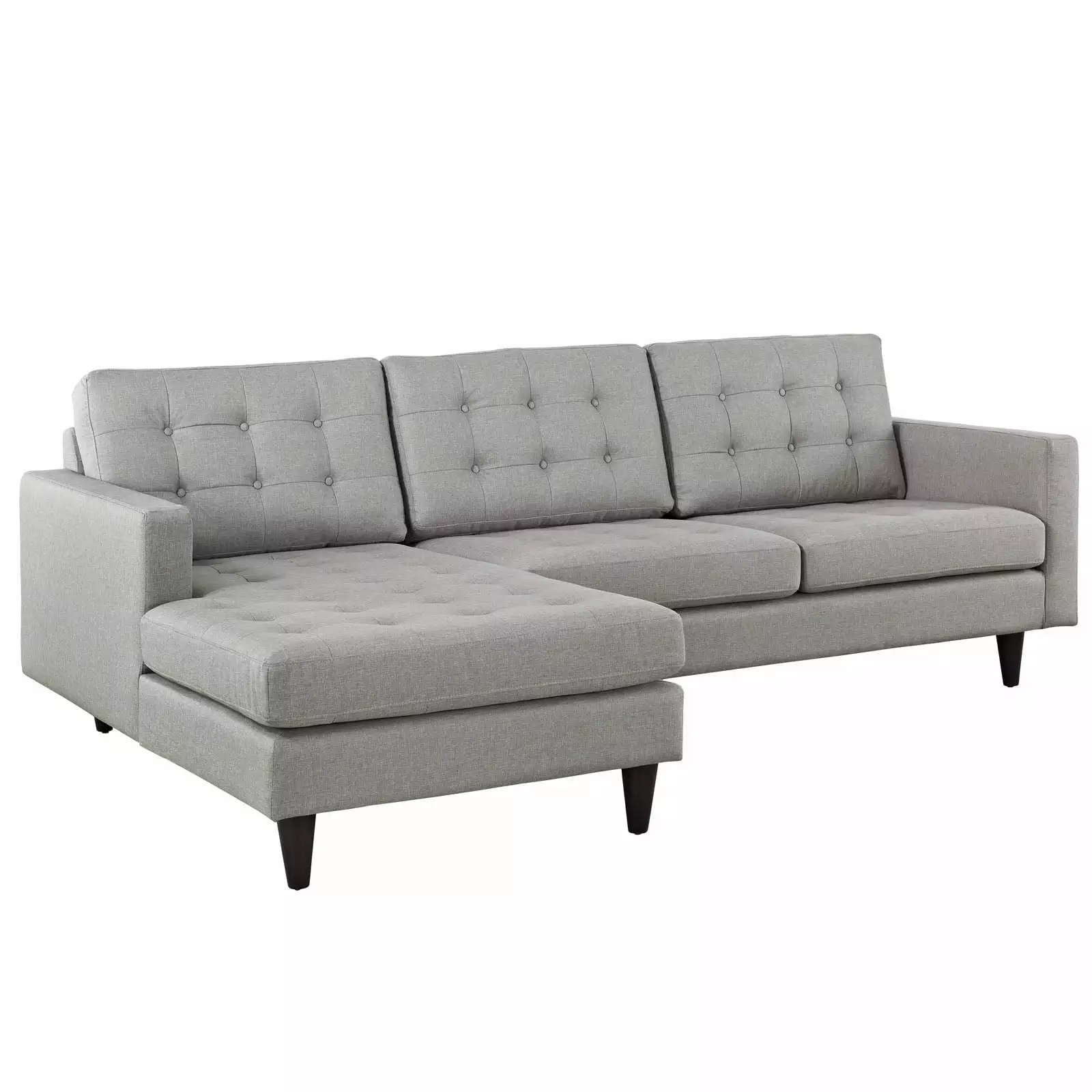 Modern Urban Contemporary Left-Arm Sectional Sofa. Light Grey Fabric