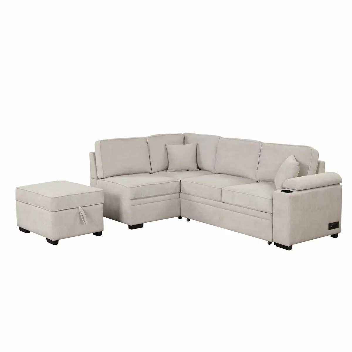 L-shaped Sectional Sofa Couch with Storage Ottoman. 2 in 1 Pull Out Sofa Bed Reversible Sectional Sofa Bed with Pillows. 87.4 Convertible Chair Bed Sleeper Sofa Bed for Bedroom Apartment. Beige