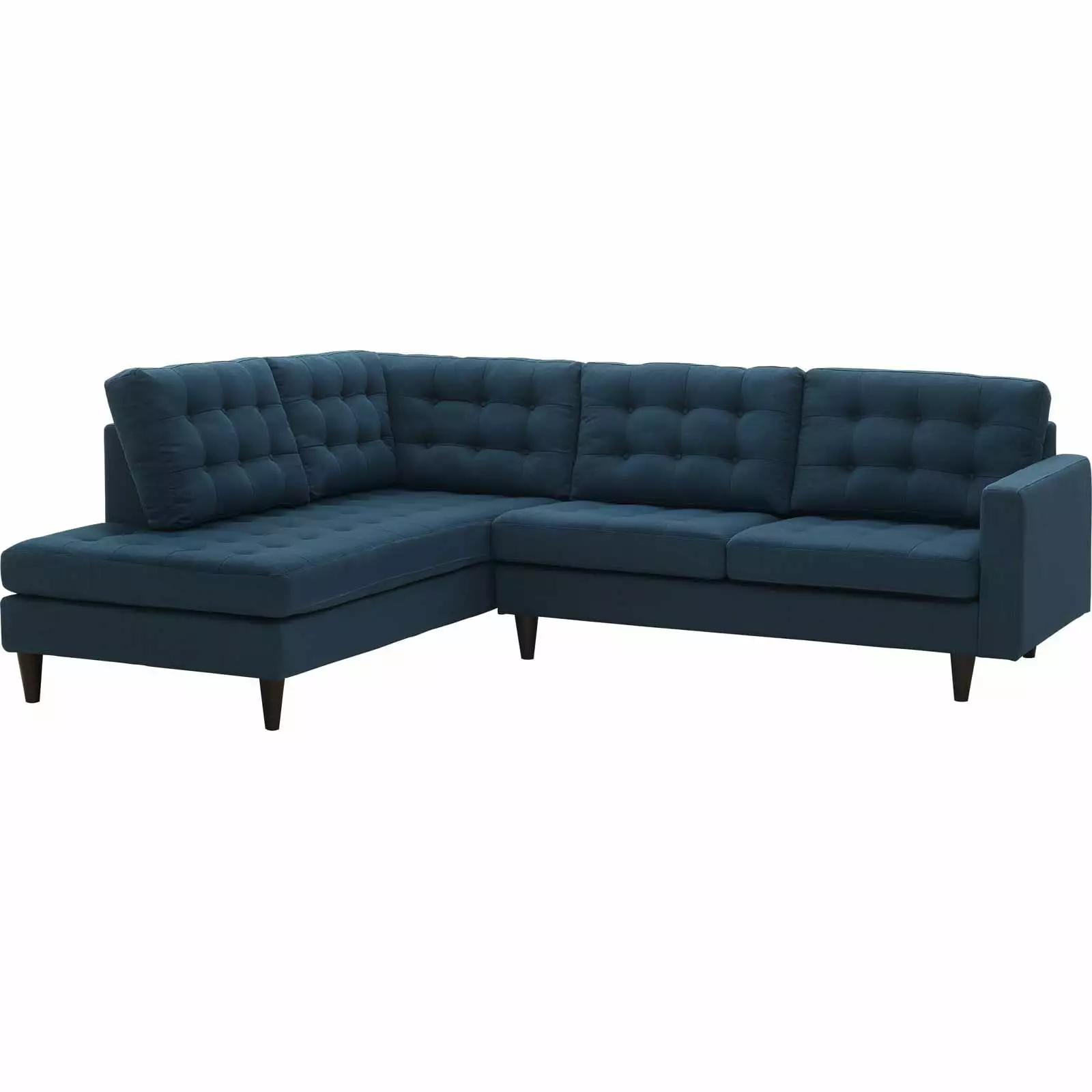 Modern Contemporary Urban Design Living Room Lounge Club Lobby Sectional Sofa. Fabric. Navy Blue