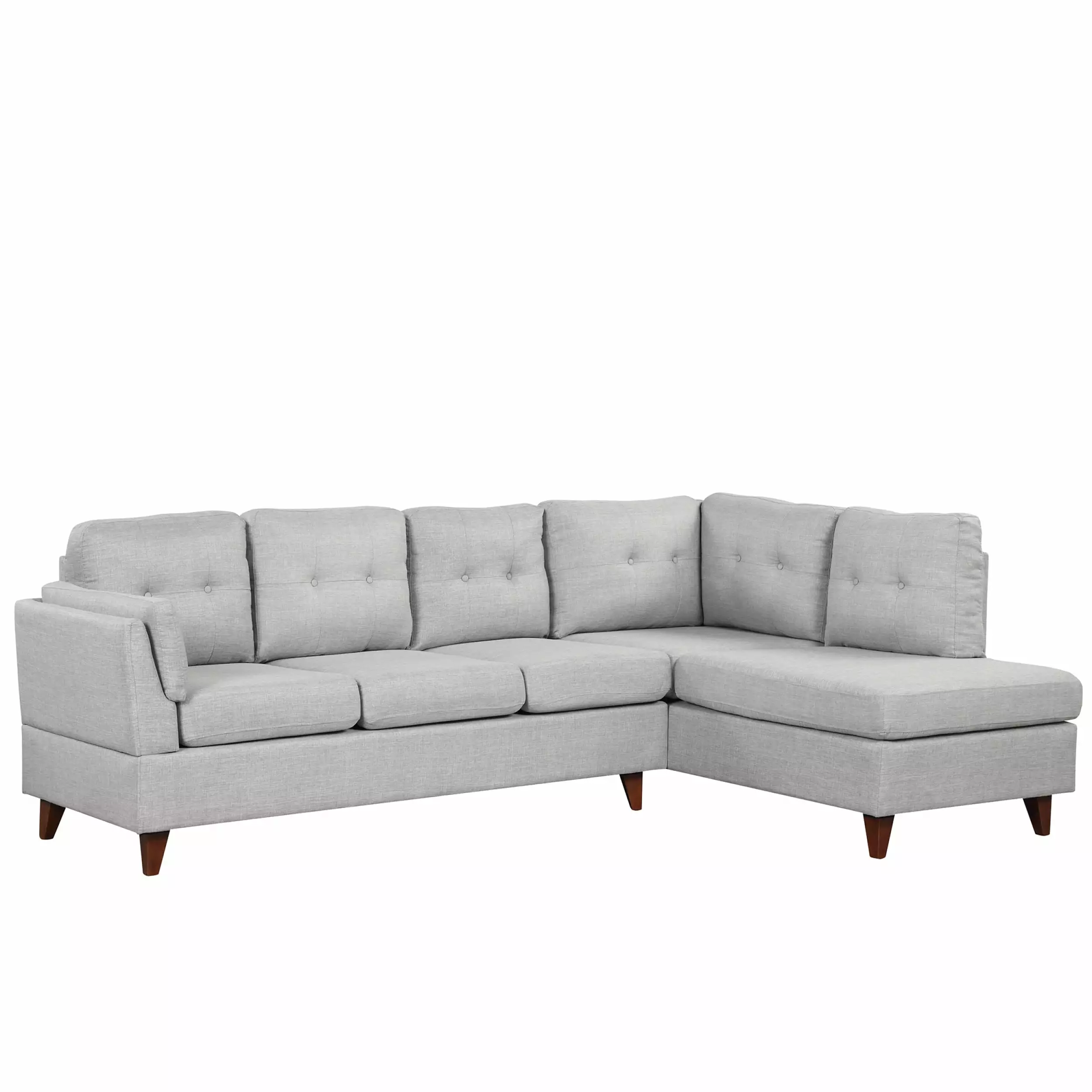 97.2 Modern Linen Fabric Sofa. L-Shape Couch with Chaise Lounge.Sectional Sofa with one Lumbar Pad.Gray