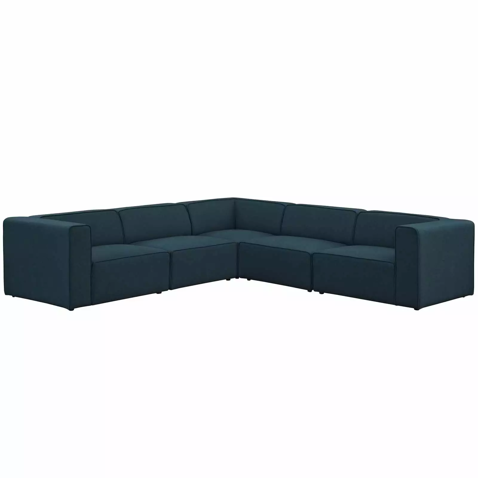 Modern Contemporary Urban Design Living Room Lounge Club Lobby Sectional Sofa Set. Fabric. Blue