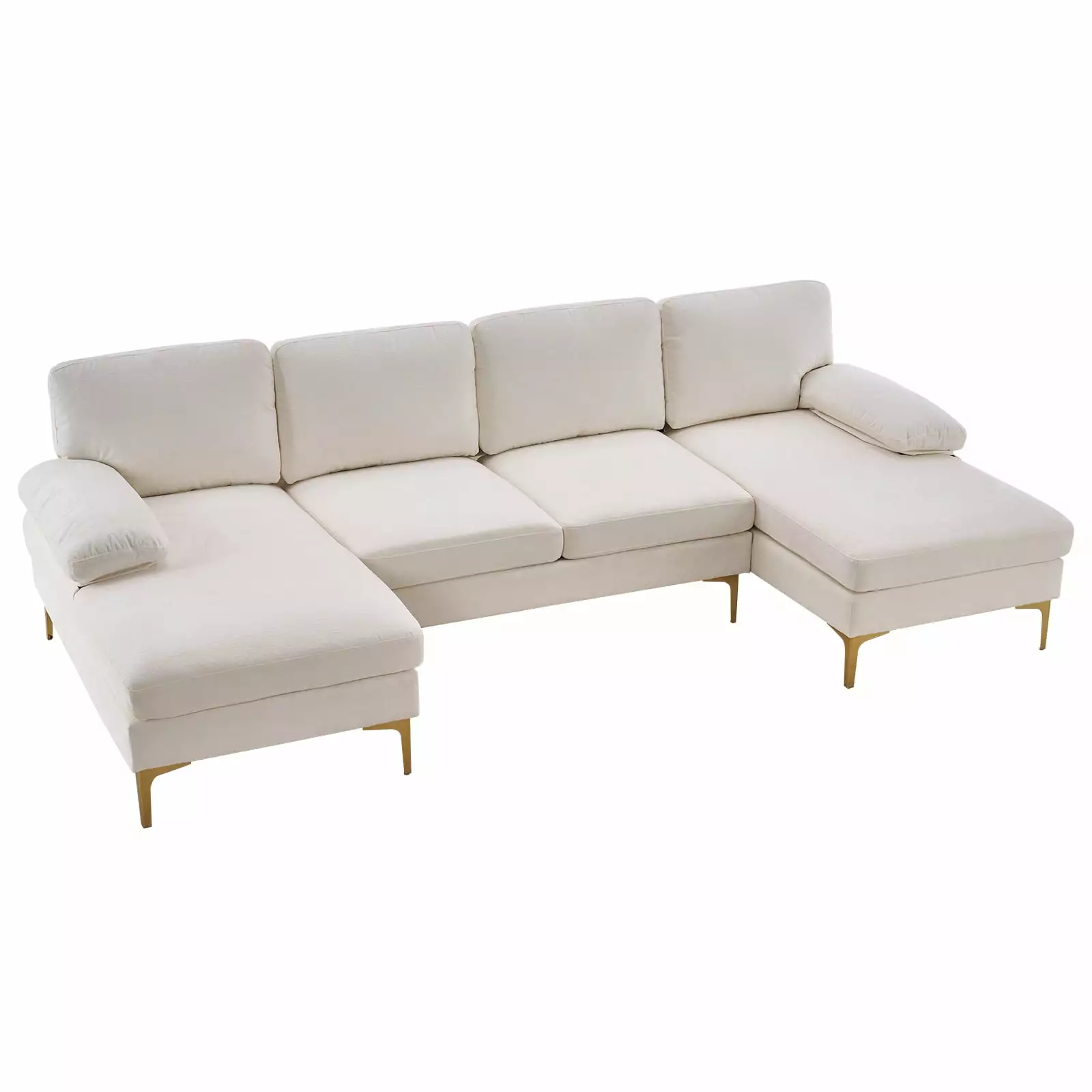 Hefilesy U-Shaped 4-Seat Indoor Modular Sofa Creamy-White