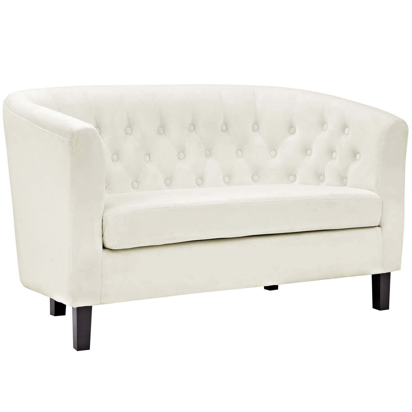 Modern Contemporary Urban Design Living Lounge Room Loveseat Sofa. White Ivory. Fabric