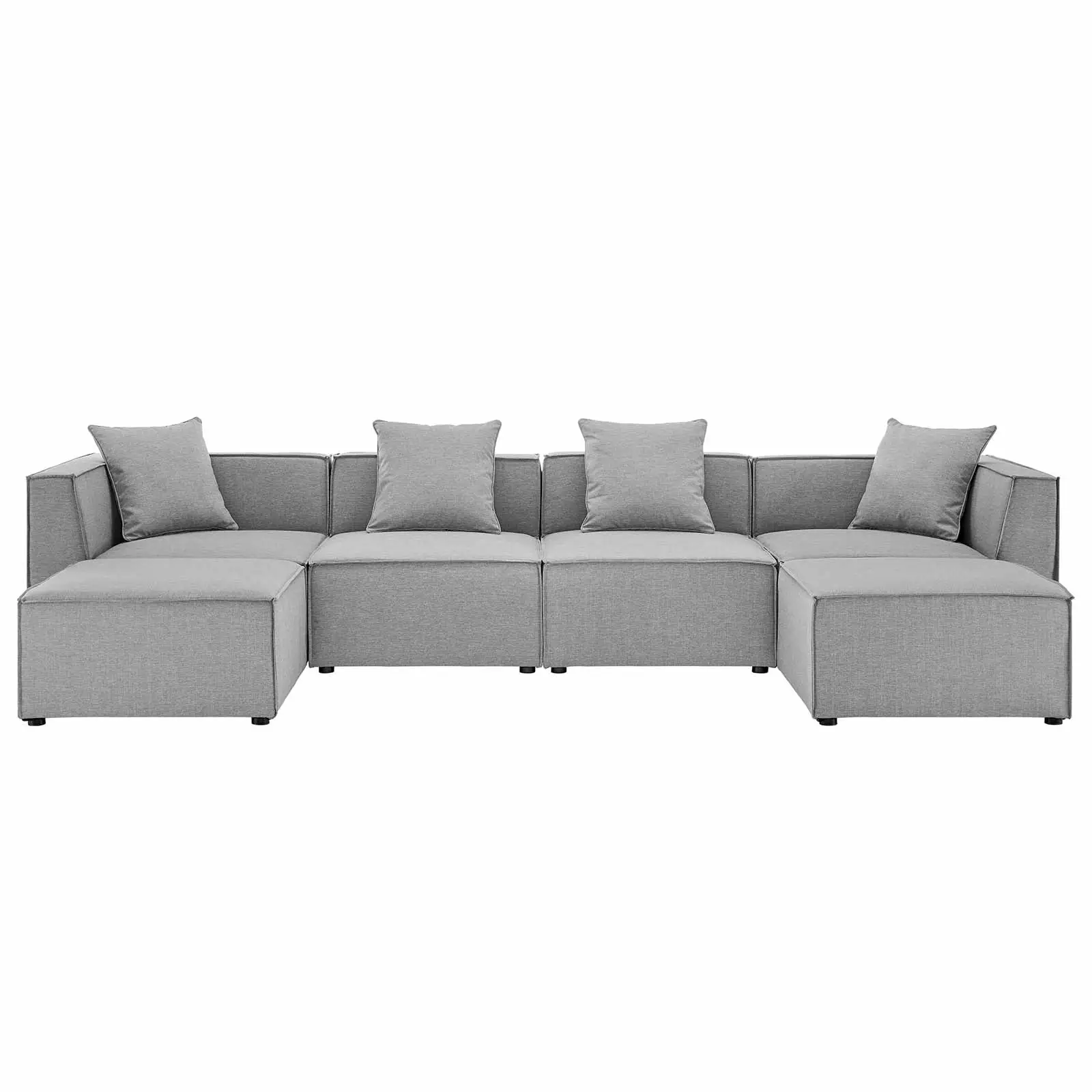 Lounge Sectional Sofa Set. Fabric. Grey Gray. Modern Contemporary Urban Design. Outdoor Patio Balcony Cafe Bistro Garden Furniture Hotel Hospitality