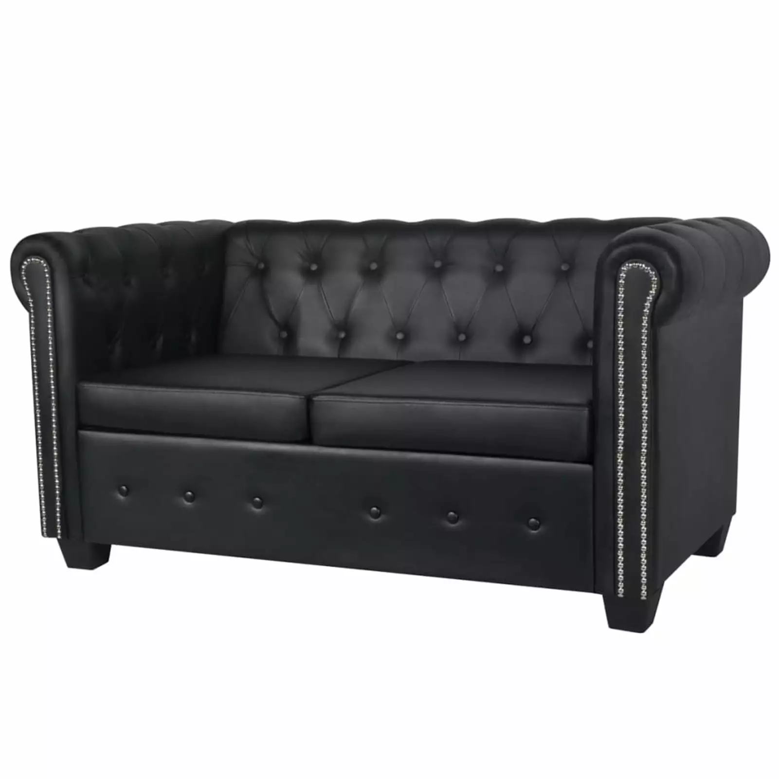 moobody Luxurious Faux Leather 2-Seater Sofa Loveseat 57.3 x 30.1 x 25.6 (Black)