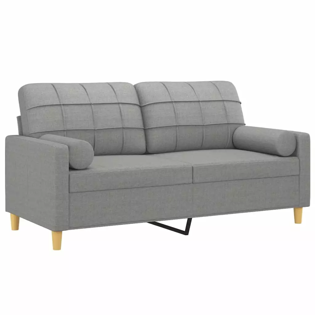 vidaXL 2-Seater Sofa with Pillows&Cushions Dark Gray 55.1 Fabric